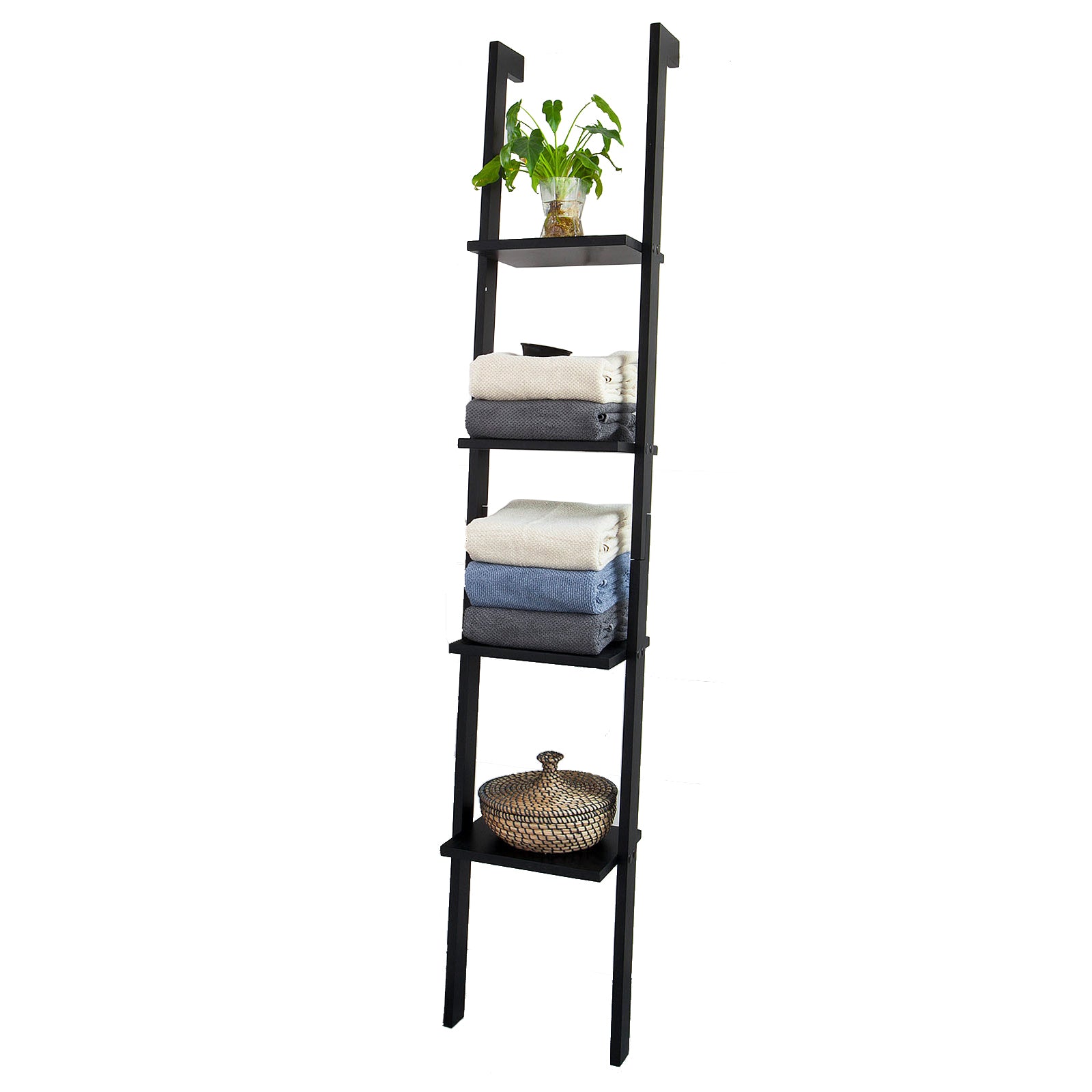 SoBuy Modern 4 Tiers Display Storage Wood Wall Shelf, FRG15-SCH