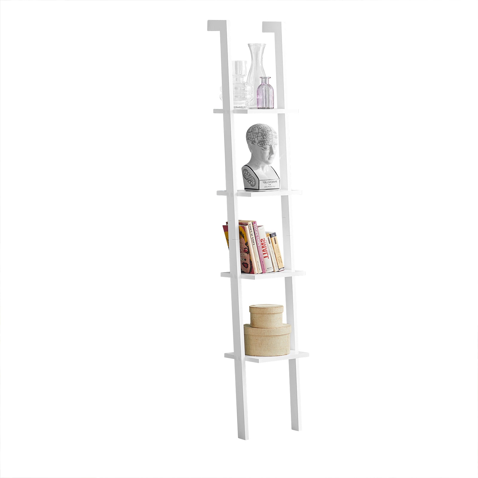 SoBuy Modern 4 Tiers Display Storage Wood Wall Shelf, FRG15-W