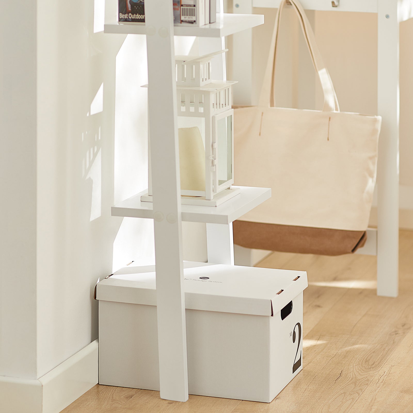 SoBuy Modern 4 Tiers Display Storage Wood Wall Shelf, FRG15-W