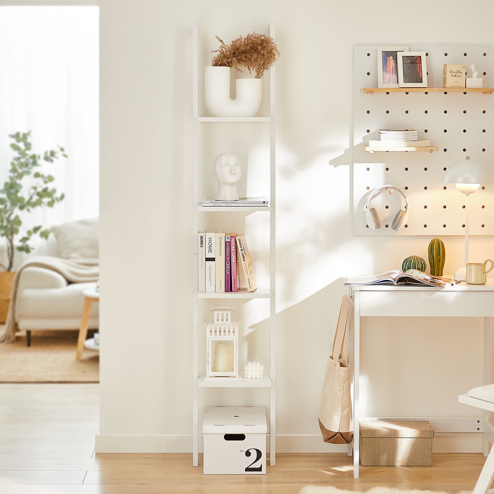SoBuy Modern 4 Tiers Display Storage Wood Wall Shelf, FRG15-W