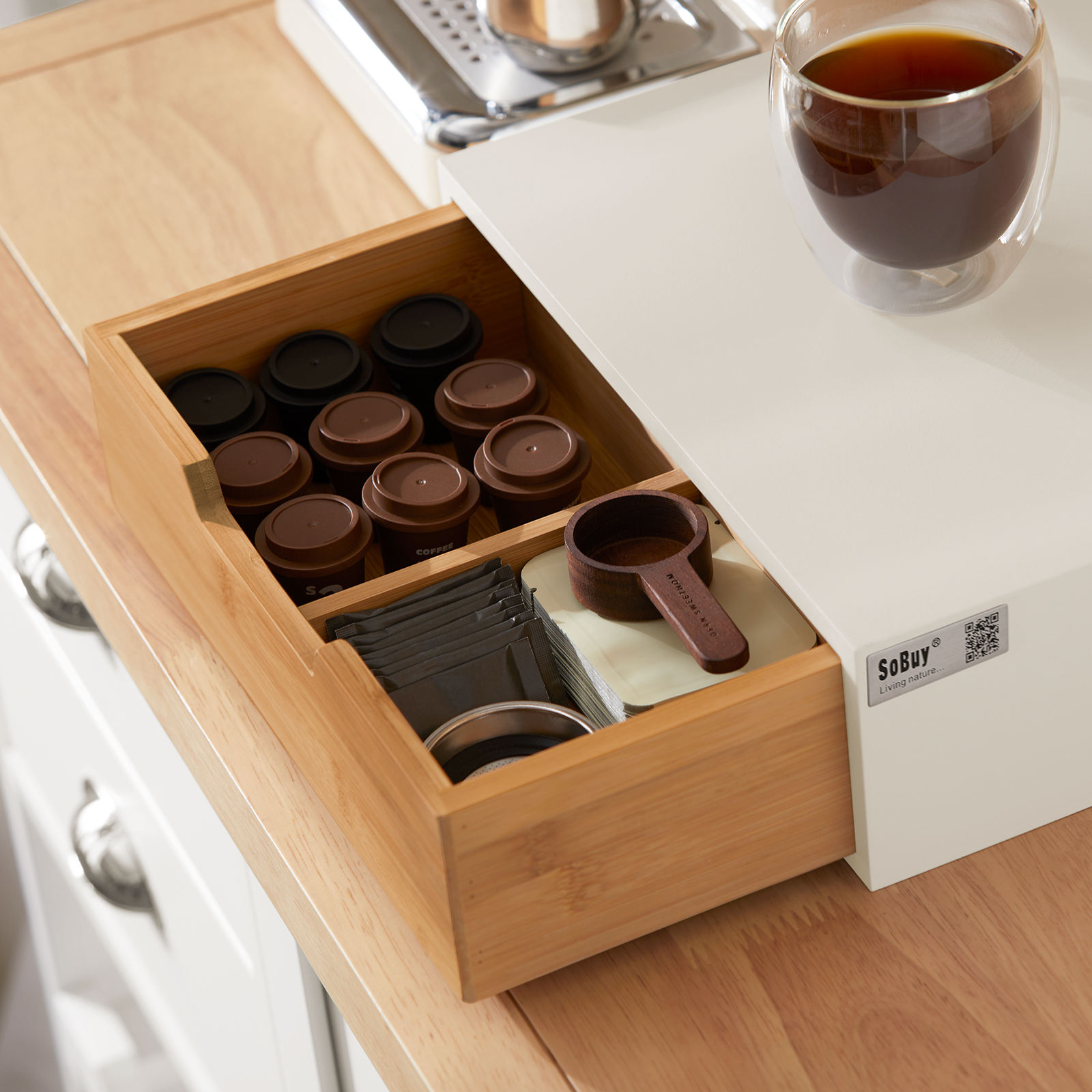 SoBuy Coffee Pod Storage Drawer, Coffee Capsule Holder Stand Box FRG179-WN