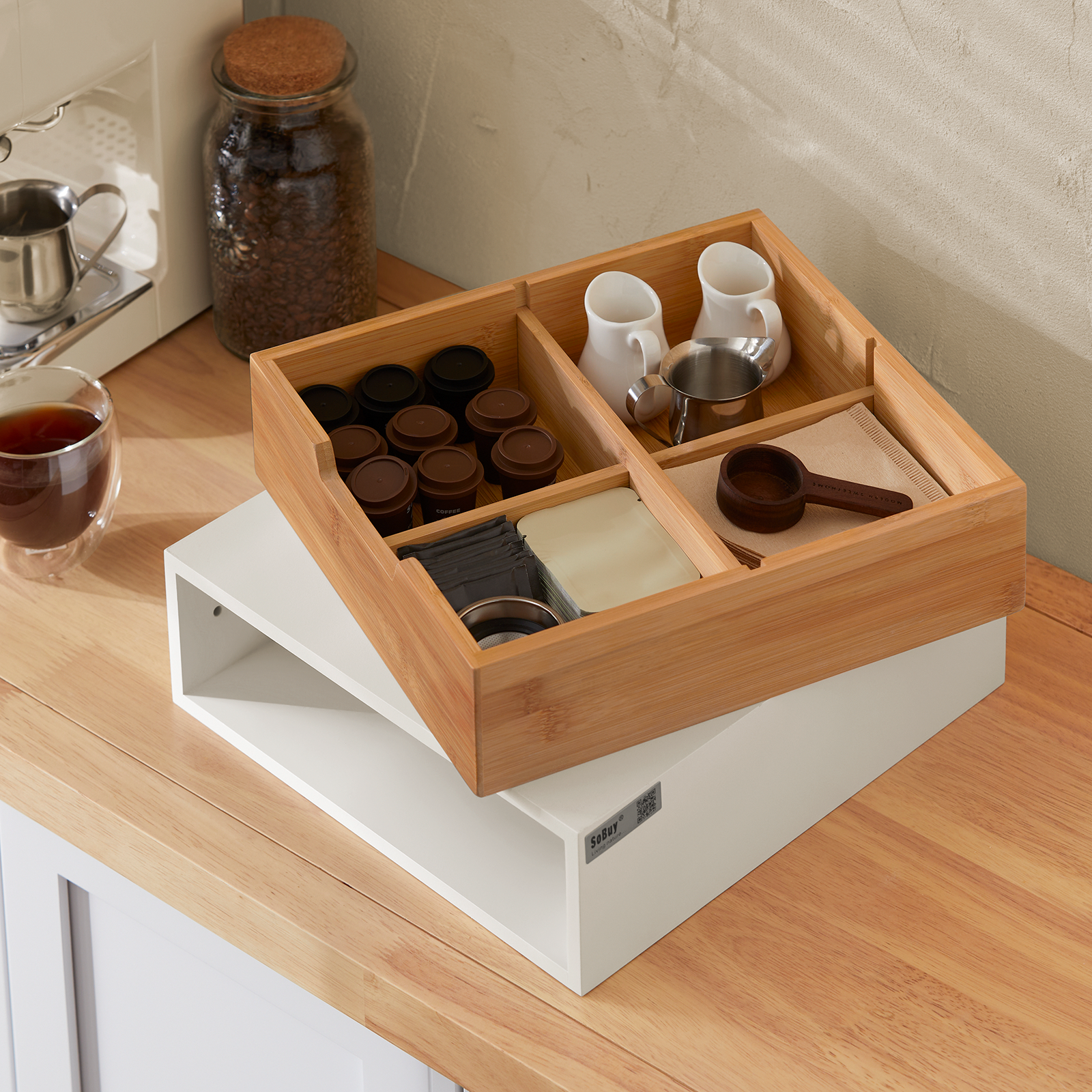 SoBuy Coffee Pod Storage Drawer, Coffee Capsule Holder Stand Box FRG179-WN