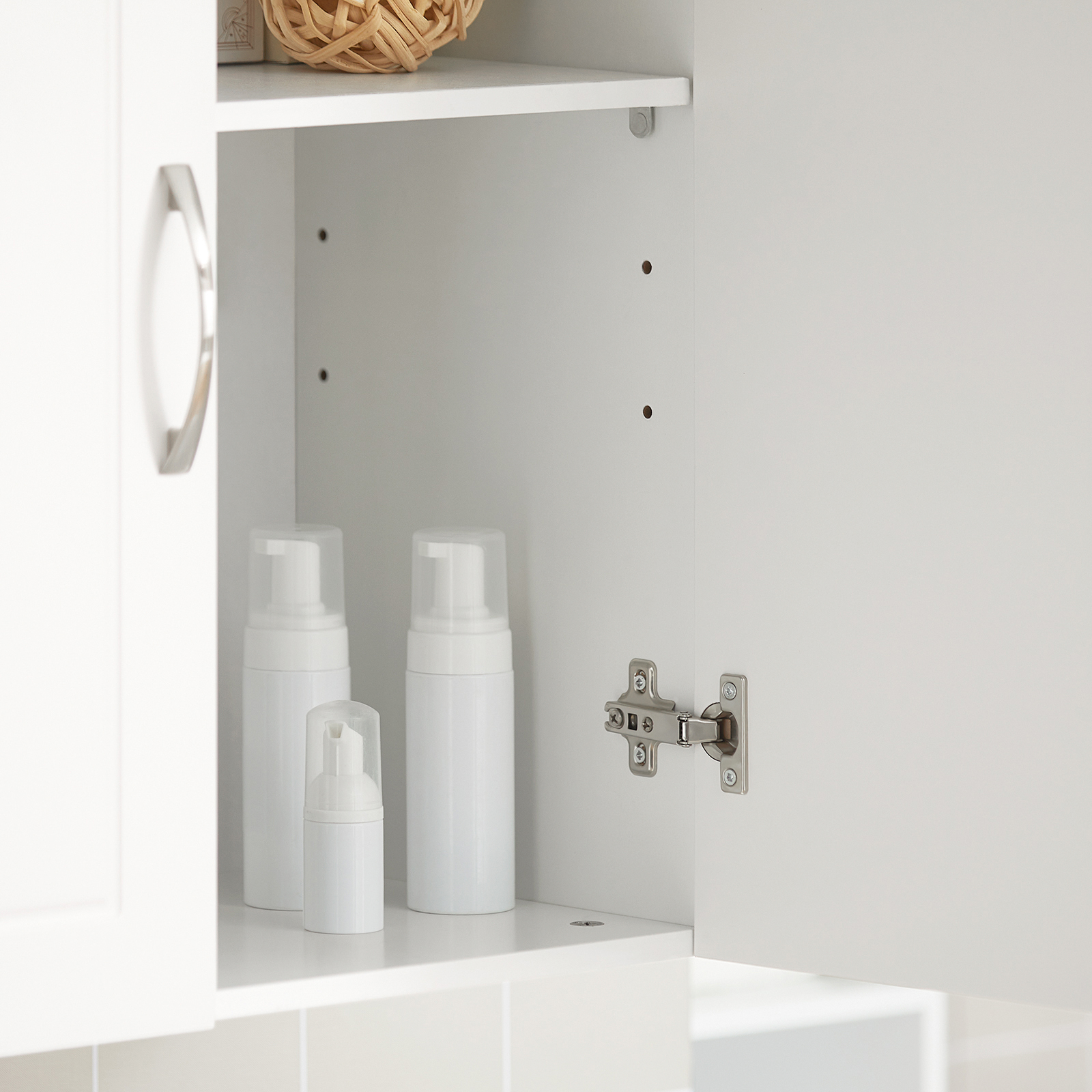 SoBuy Wall Storage Cabinet Unit with Double Doors,Kitchen Bathroom Wall Cabinet,Garage or Laundry Room White FRG231-W