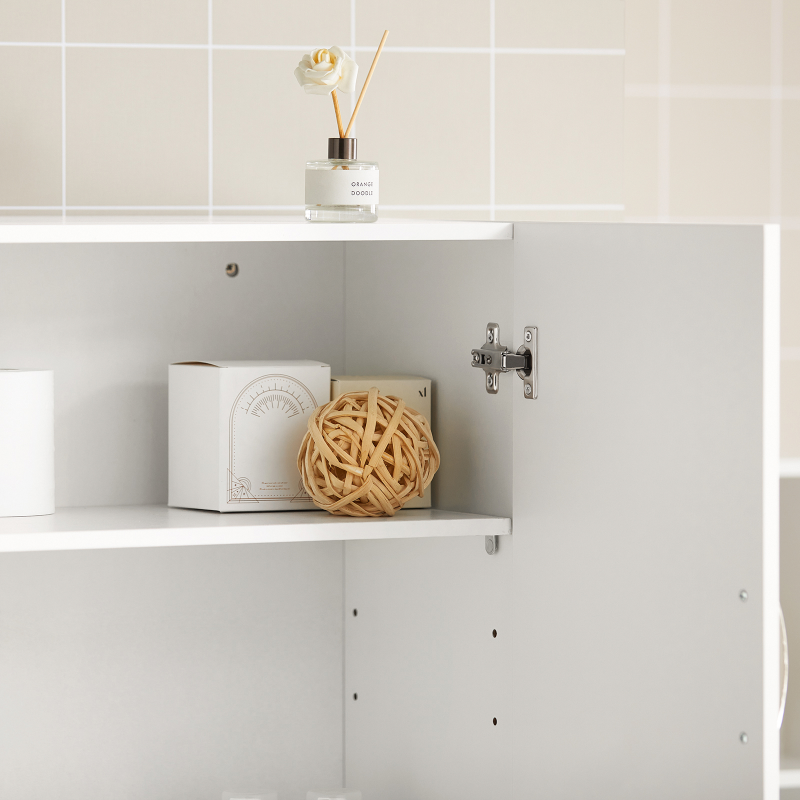 SoBuy Wall Storage Cabinet Unit with Double Doors,Kitchen Bathroom Wall Cabinet,Garage or Laundry Room White FRG231-W