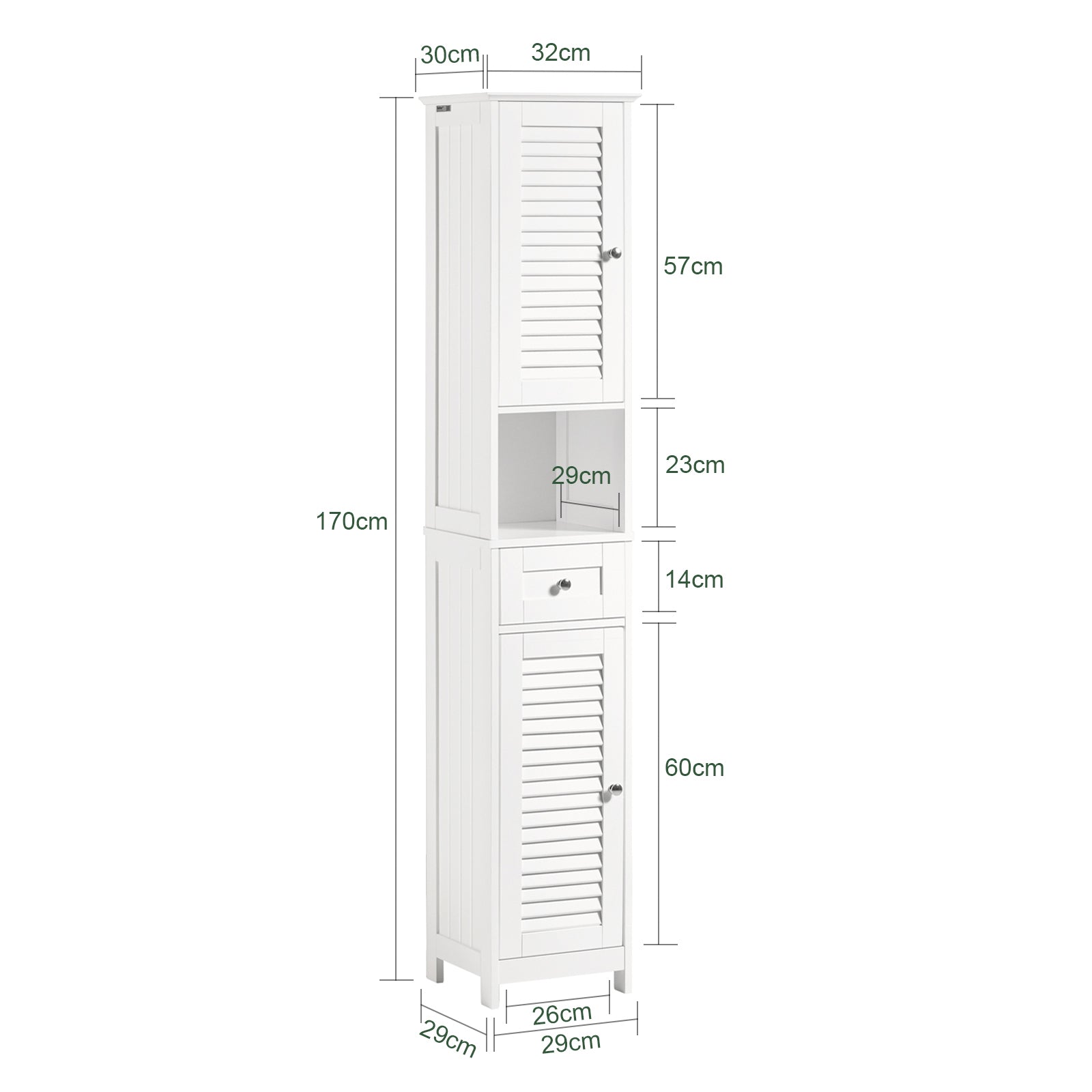 SoBuy Bathroom Floor Cabinet Storage Unit with 2 Shutter Doors and 1 Drawer FRG236-W