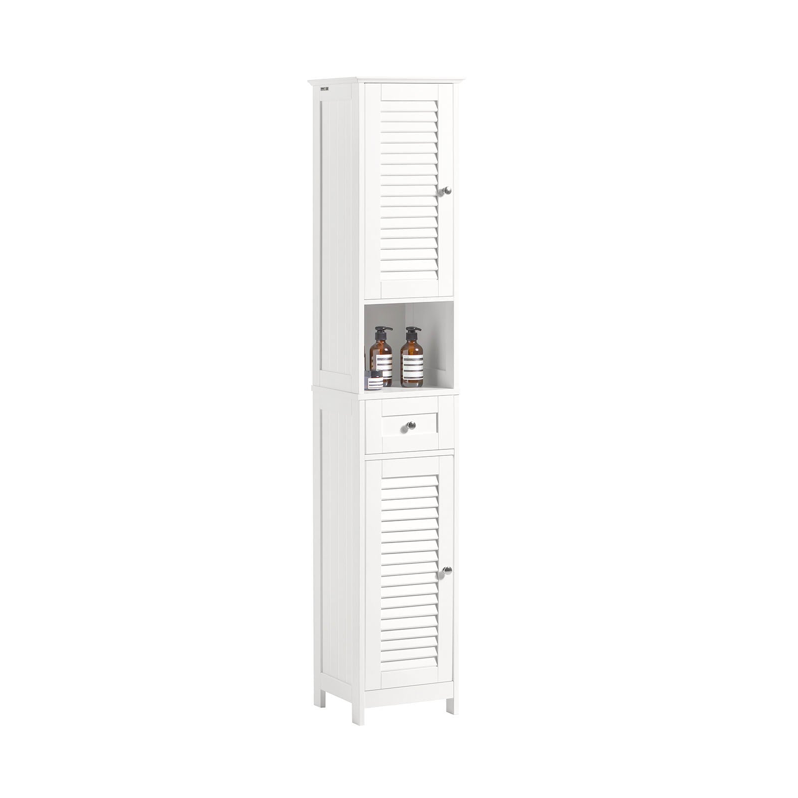SoBuy Bathroom Floor Cabinet Storage Unit with 2 Shutter Doors and 1 Drawer FRG236-W