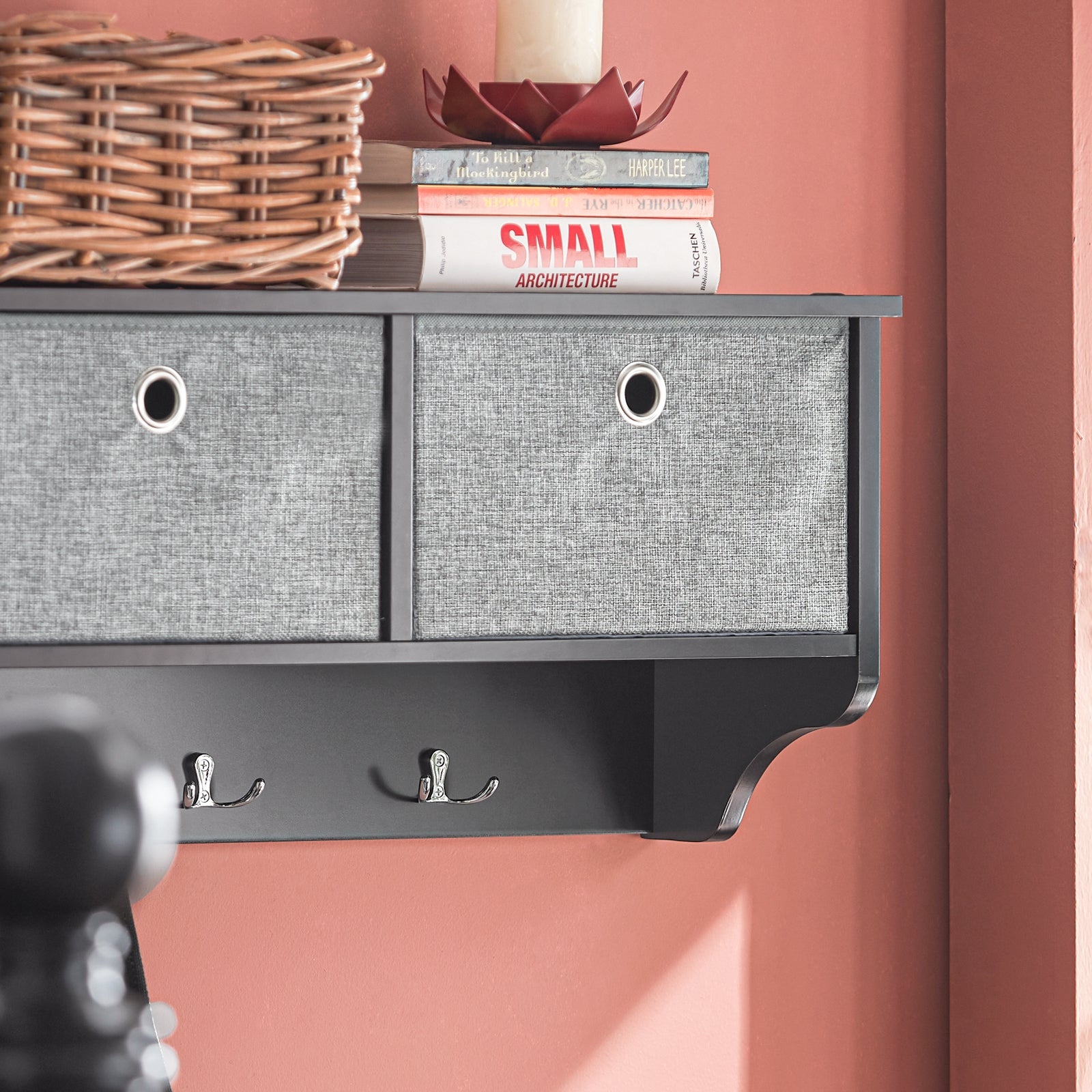 SoBuy FRG282-SCH Wall Coat Rack Wall Shelf Wall Storage Cabinet Unit