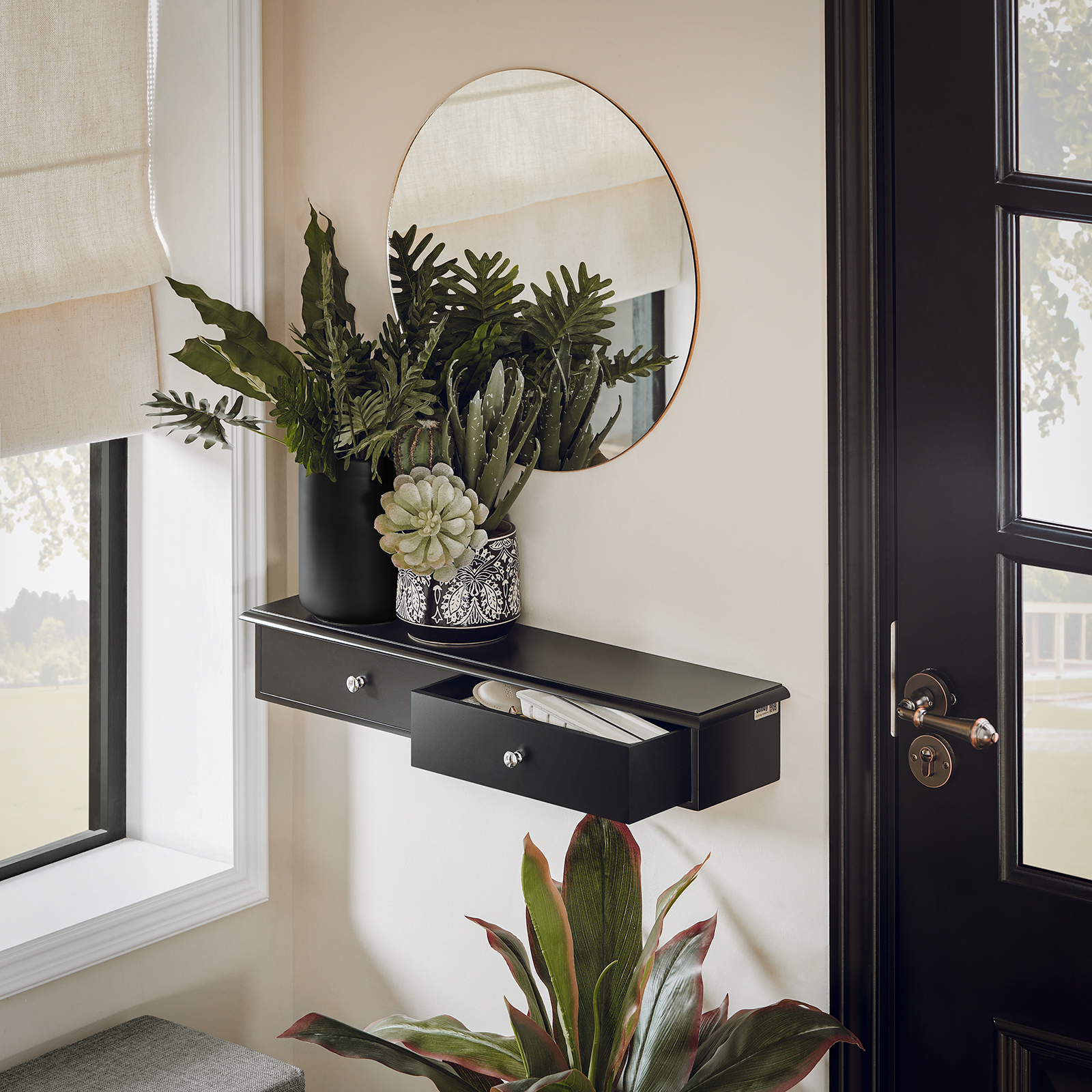 SoBuy Wall Mounted Display Storage Shelf Unit with 2 Drawers FRG43-SCH