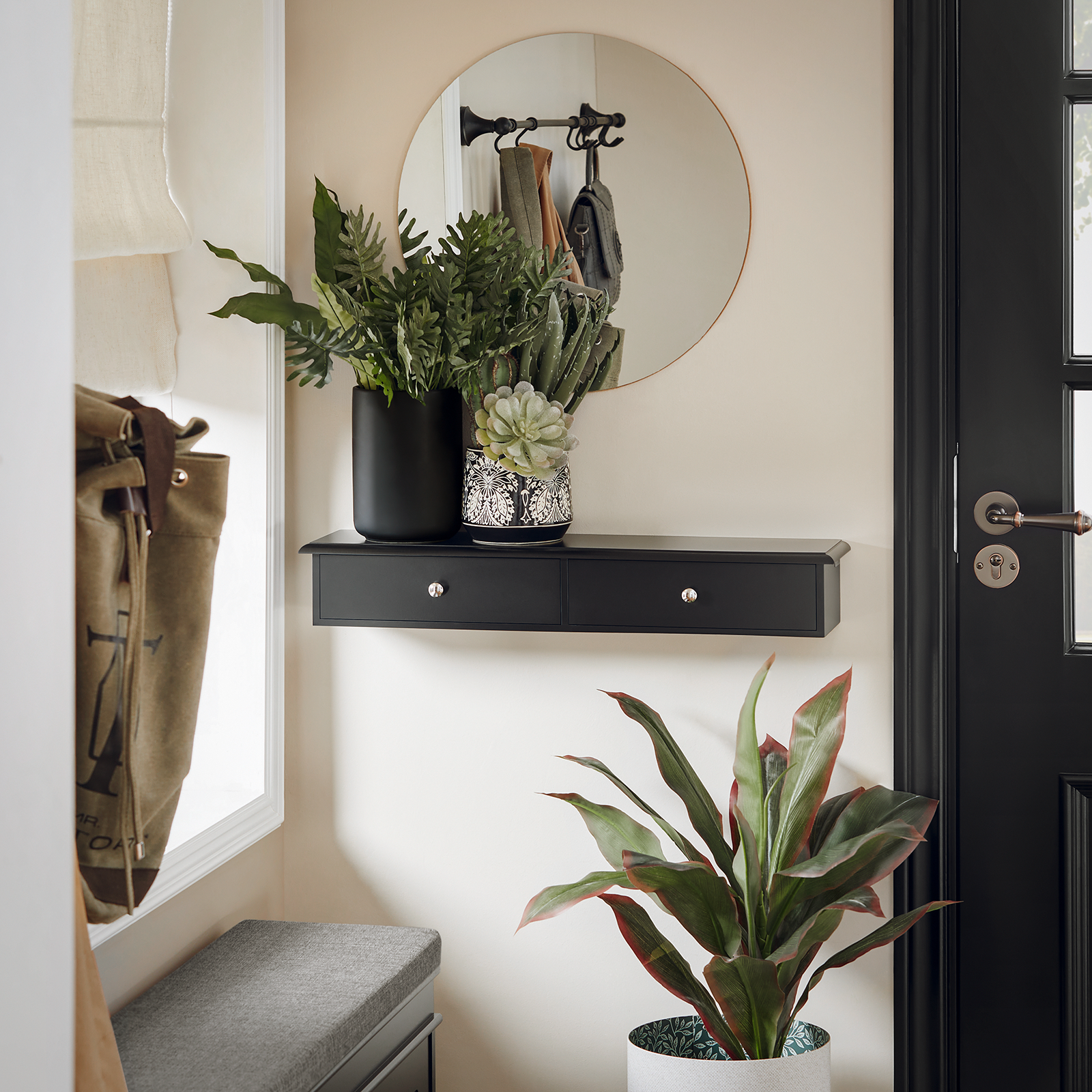 SoBuy Wall Mounted Display Storage Shelf Unit with 2 Drawers FRG43-SCH