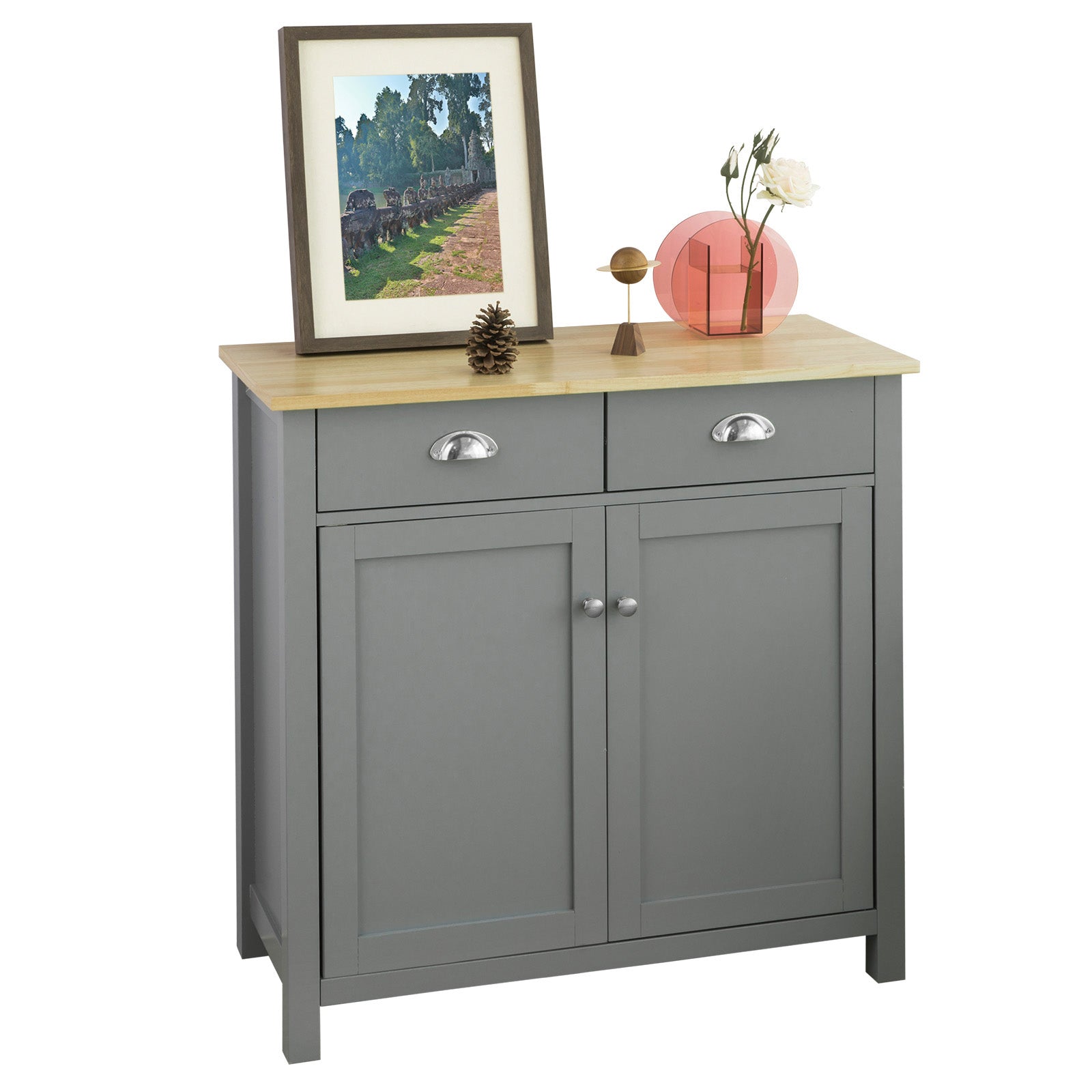 SoBuy Kitchen Dining Room Living Room Storage Cabinet Cupboard Sideboard, Grey,FSB25-HG