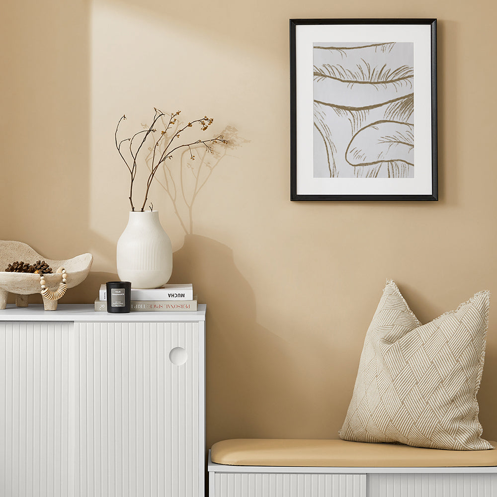 SoBuy FSB62-W, Hallway Shoe Cabinet Cupboard Sideboard with Sliding Doors,Living Room Storage Cabinet
