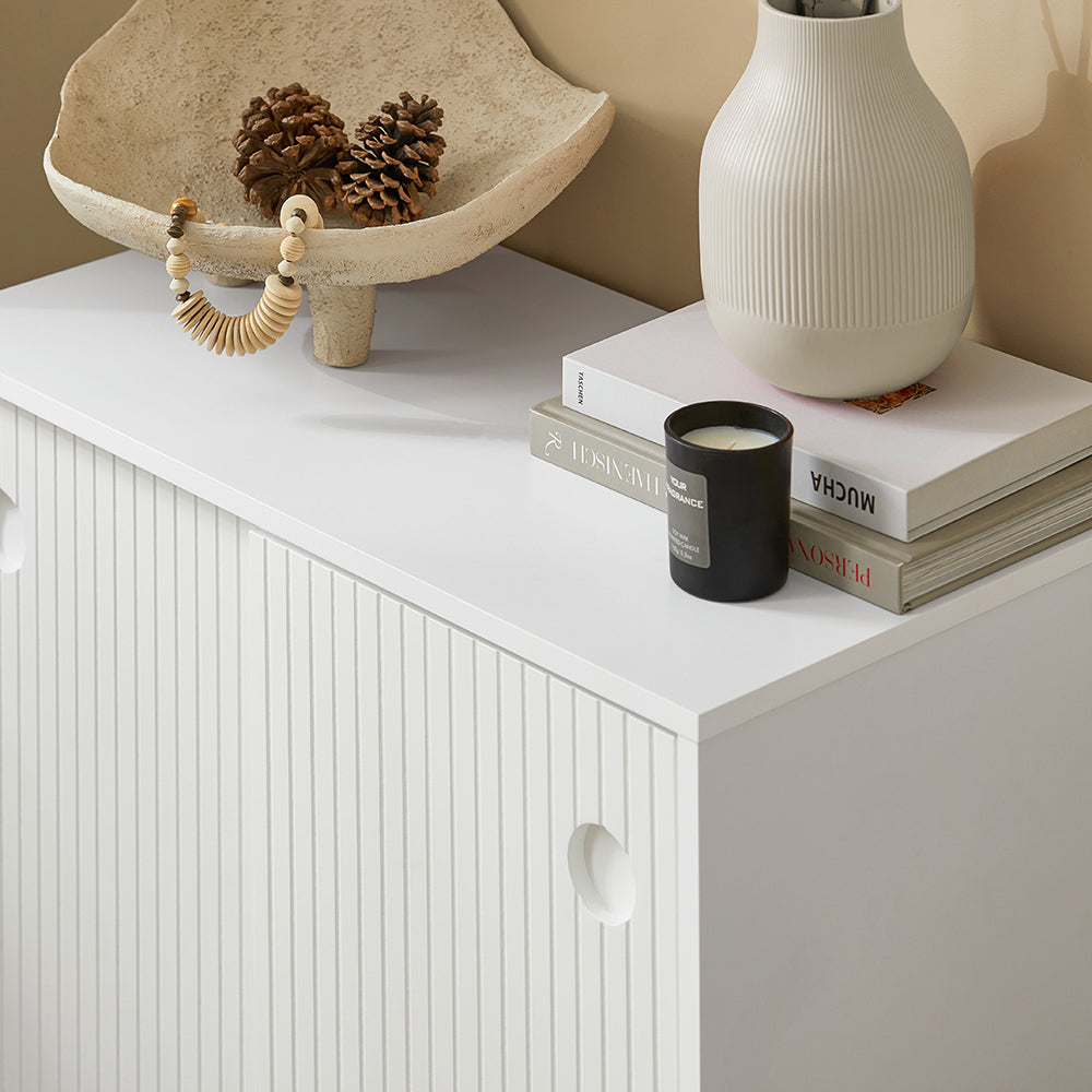 SoBuy FSB62-W, Hallway Shoe Cabinet Cupboard Sideboard with Sliding Doors,Living Room Storage Cabinet