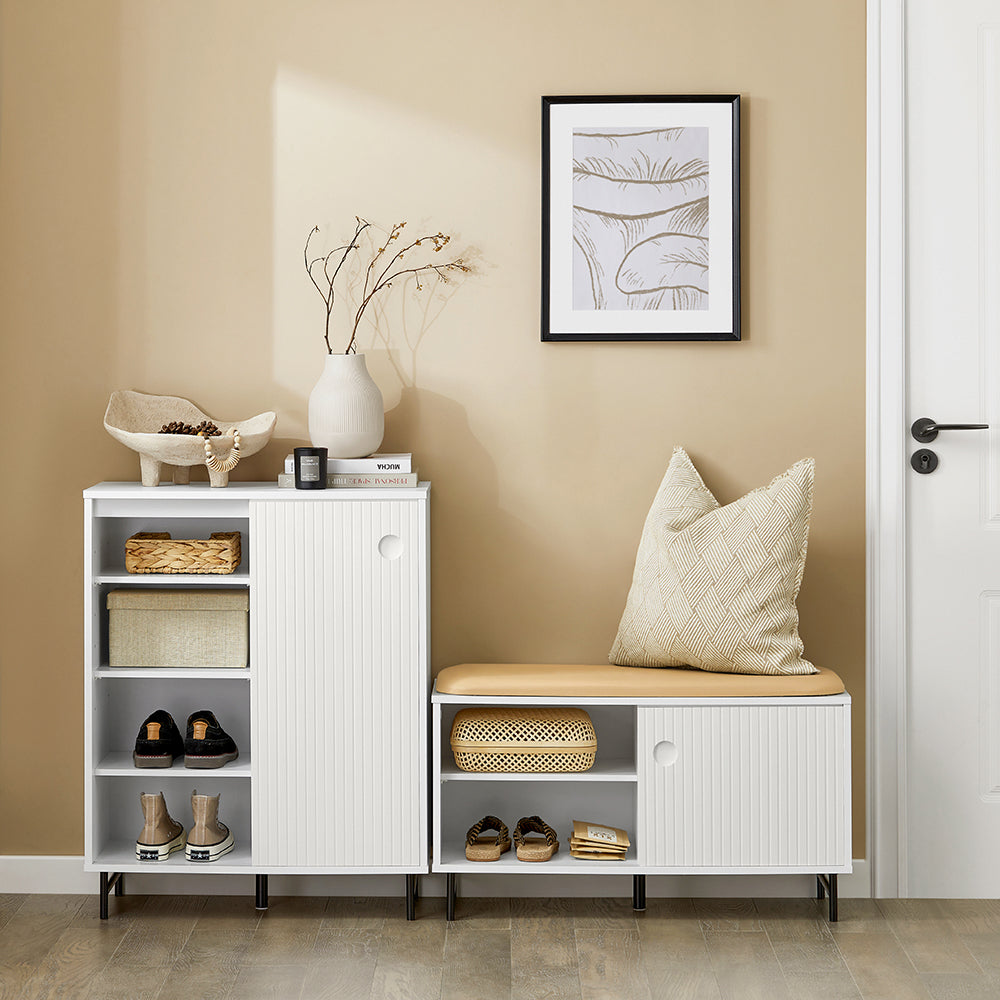 SoBuy FSB62-W, Hallway Shoe Cabinet Cupboard Sideboard with Sliding Doors,Living Room Storage Cabinet