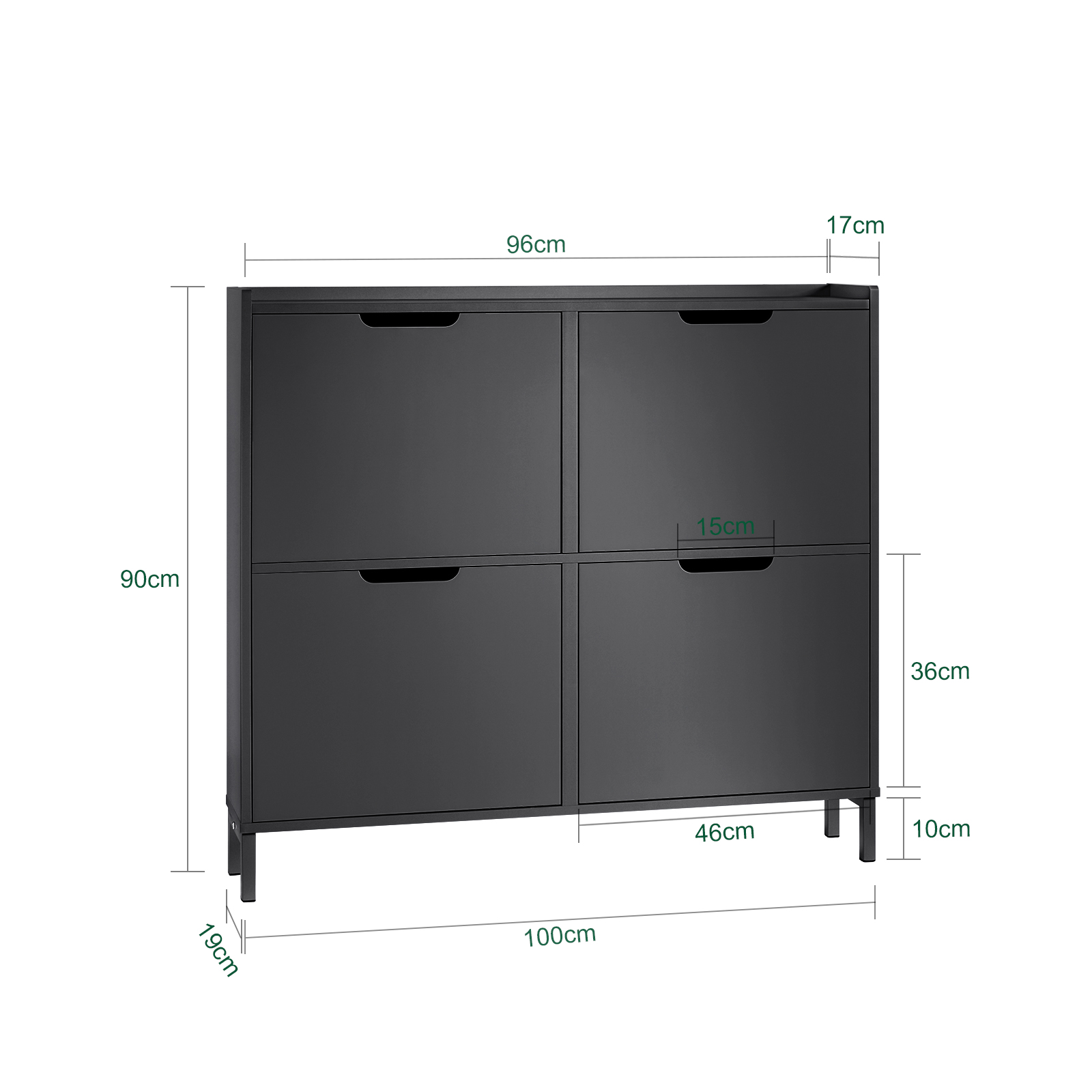 SoBuy FSR100-SCH 4 Drawers Shoe Cabinet Shoe Rack Shoe Storage Cupboard Organizer Unit