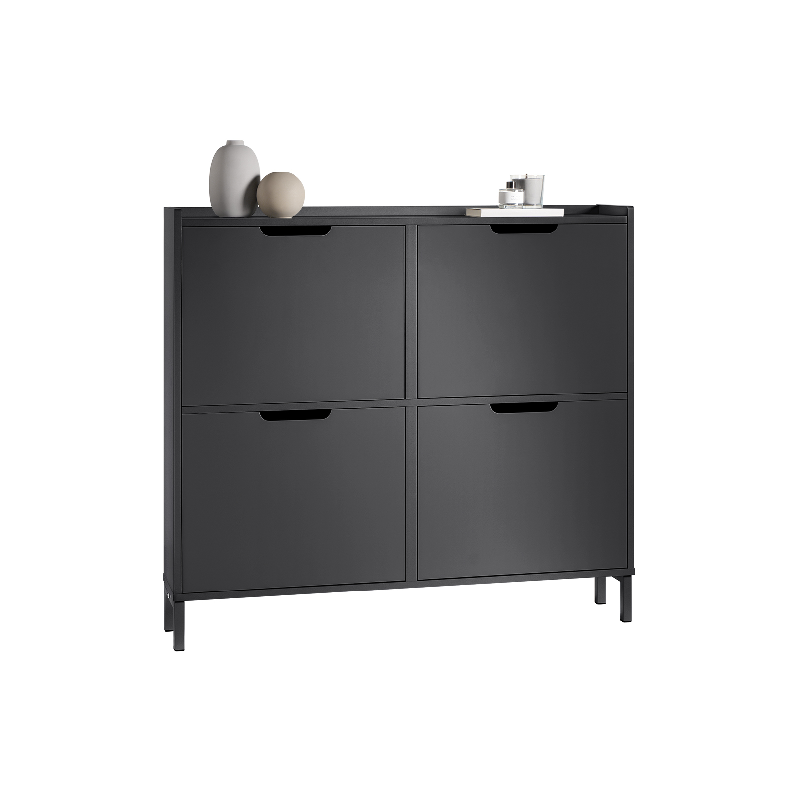 SoBuy FSR100-SCH 4 Drawers Shoe Cabinet Shoe Rack Shoe Storage Cupboard Organizer Unit