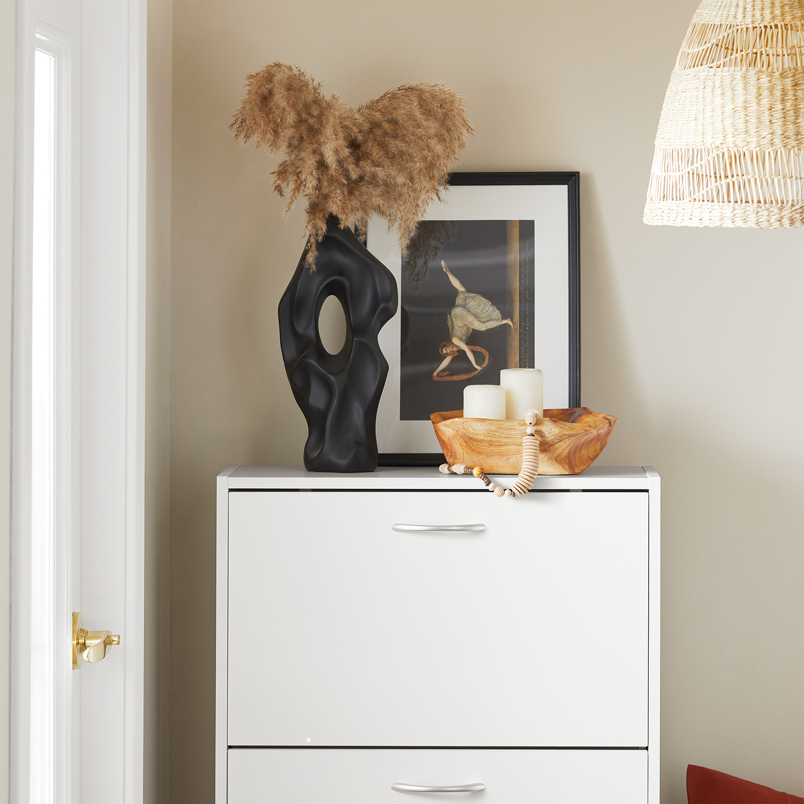 SoBuy FSR110-W,White Shoe Cabinet with 3 Flip Drawers, Freestanding Shoe Rack,Shoe StorageCupboard Organizer Unit