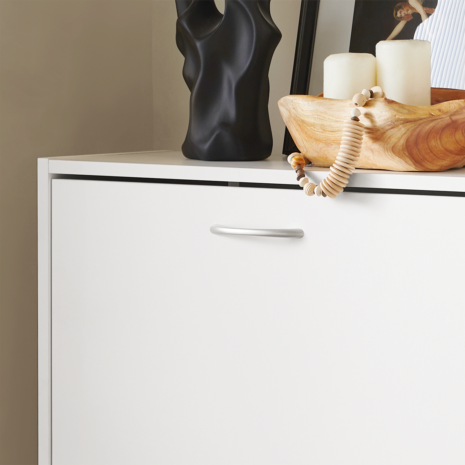 SoBuy FSR110-W,White Shoe Cabinet with 3 Flip Drawers, Freestanding Shoe Rack,Shoe StorageCupboard Organizer Unit