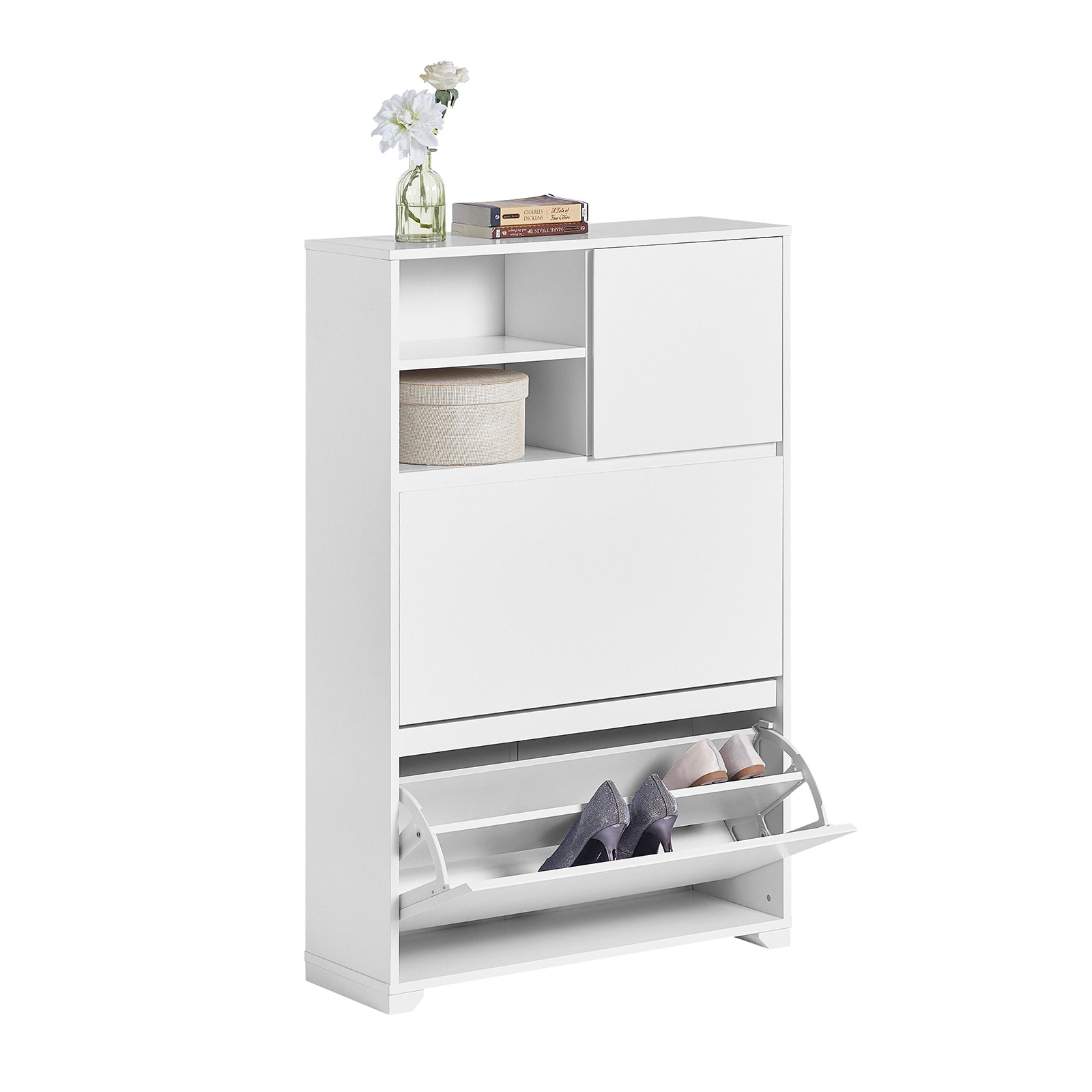 SoBuy FSR111-W Hallway Shoe Cabinet Shoe Rack Shoe Storage Cupboard Organizer