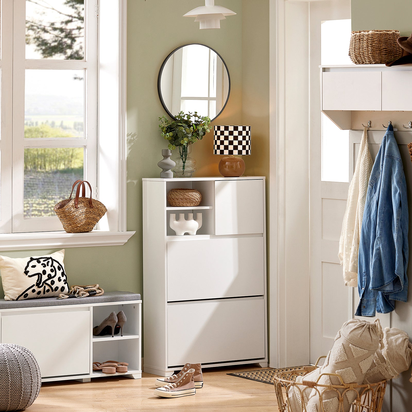 SoBuy FSR111-W Hallway Shoe Cabinet Shoe Rack Shoe Storage Cupboard Organizer