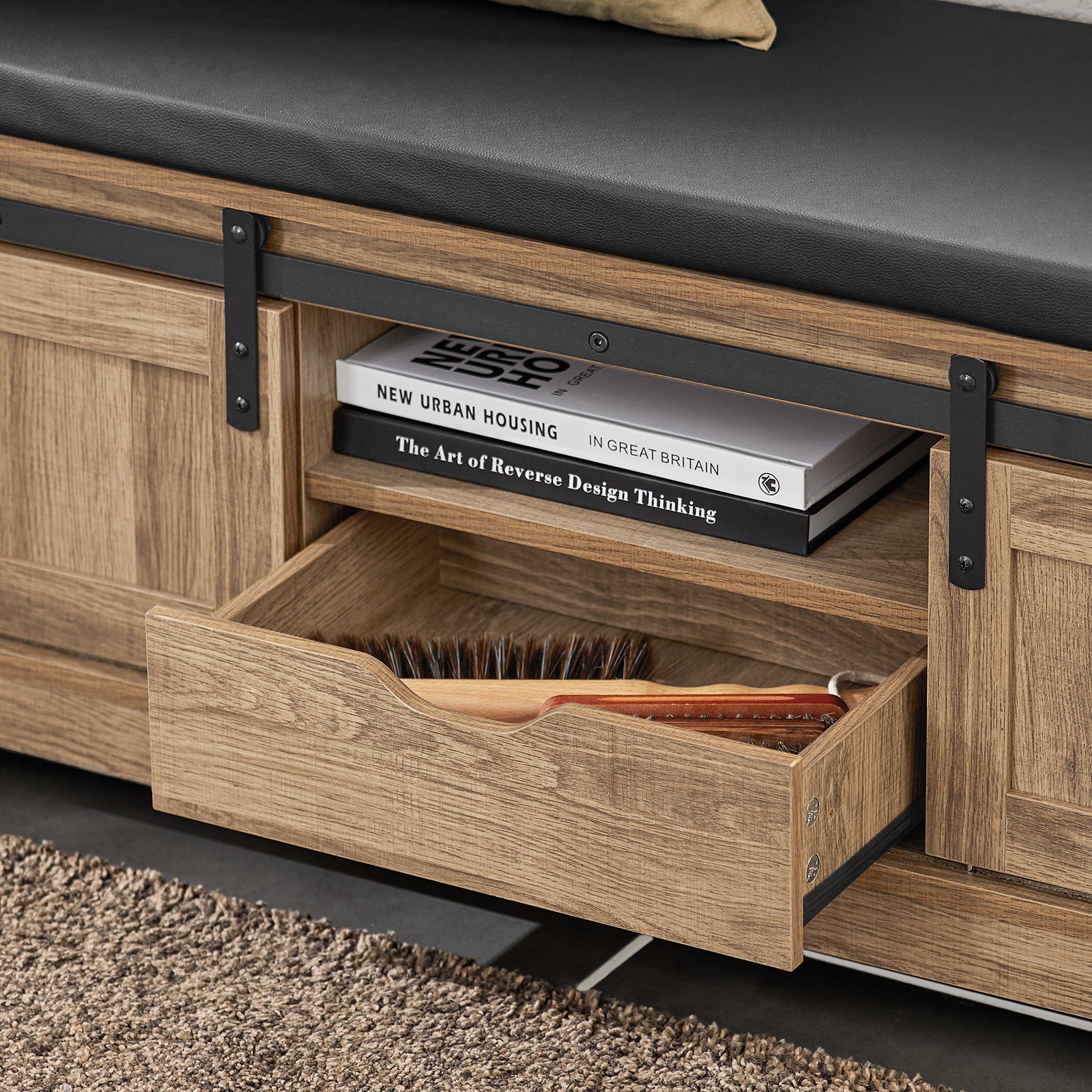 SoBuy FSR118-BR Hallway Shoe Bench Shoe Cabinet Shoe Rack Storage Bench