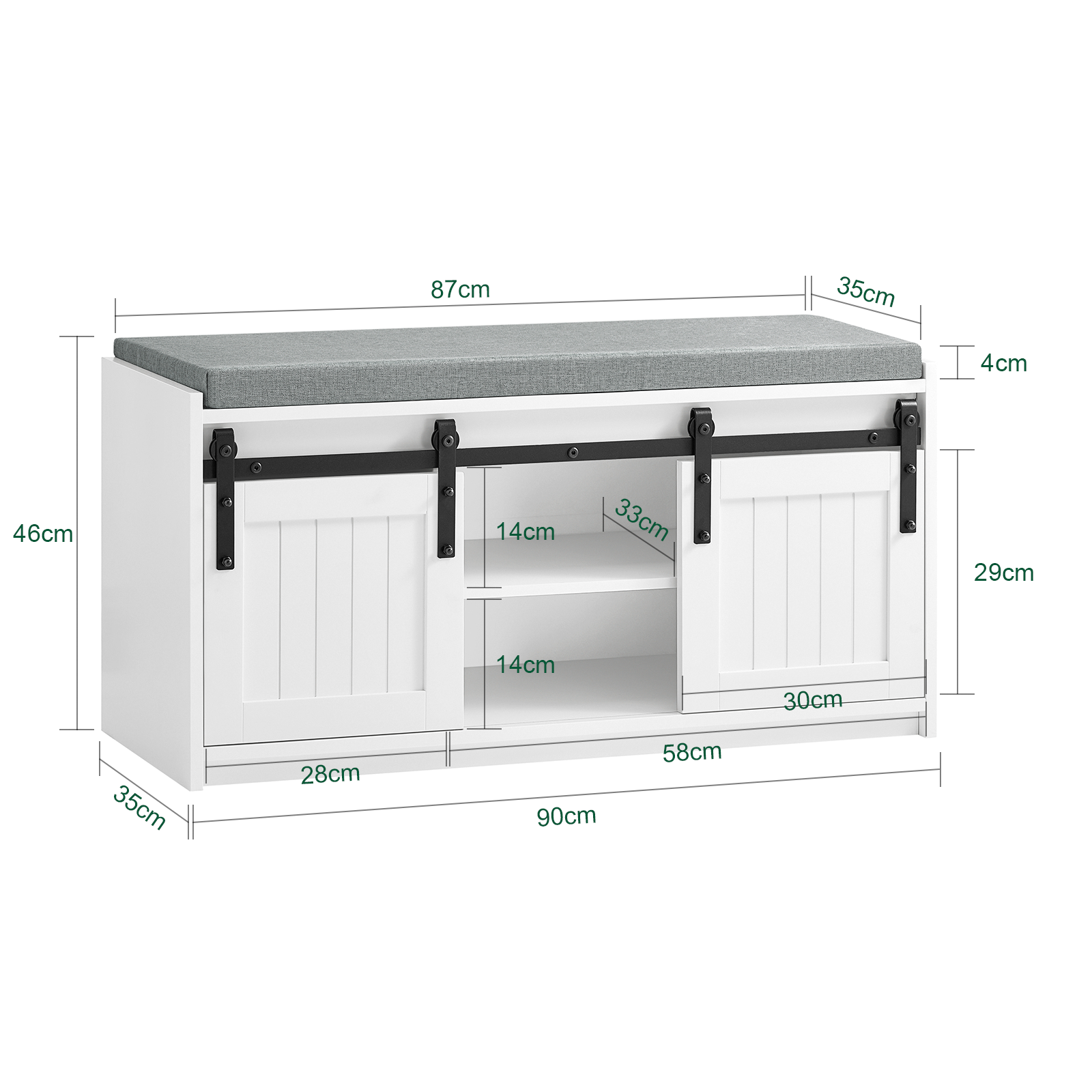 SoBuy FSR133-K-W Hallway Storage Bench Shoe Bench Shoe Rack Shoe Cabinet