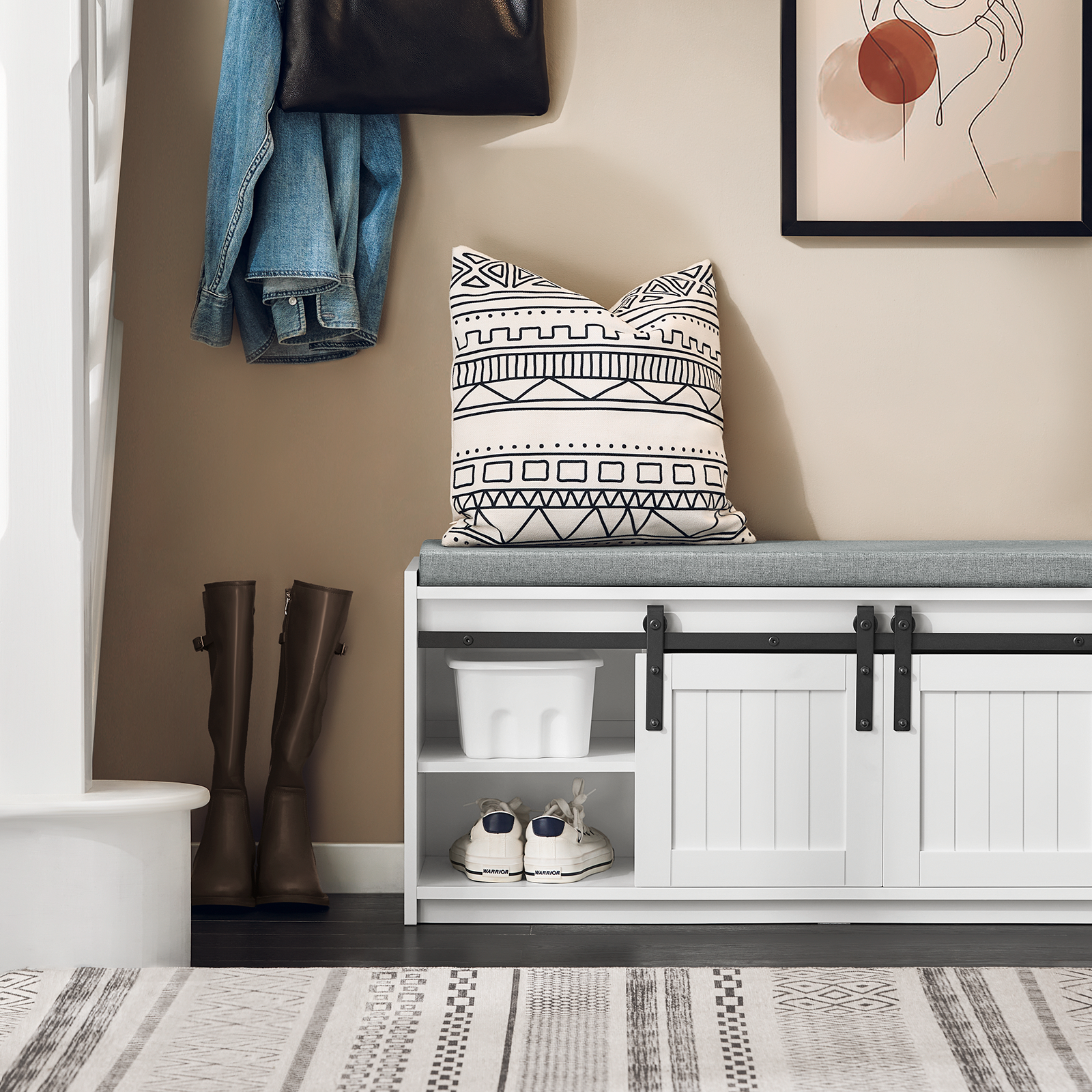 SoBuy FSR133-K-W Hallway Storage Bench Shoe Bench Shoe Rack Shoe Cabinet