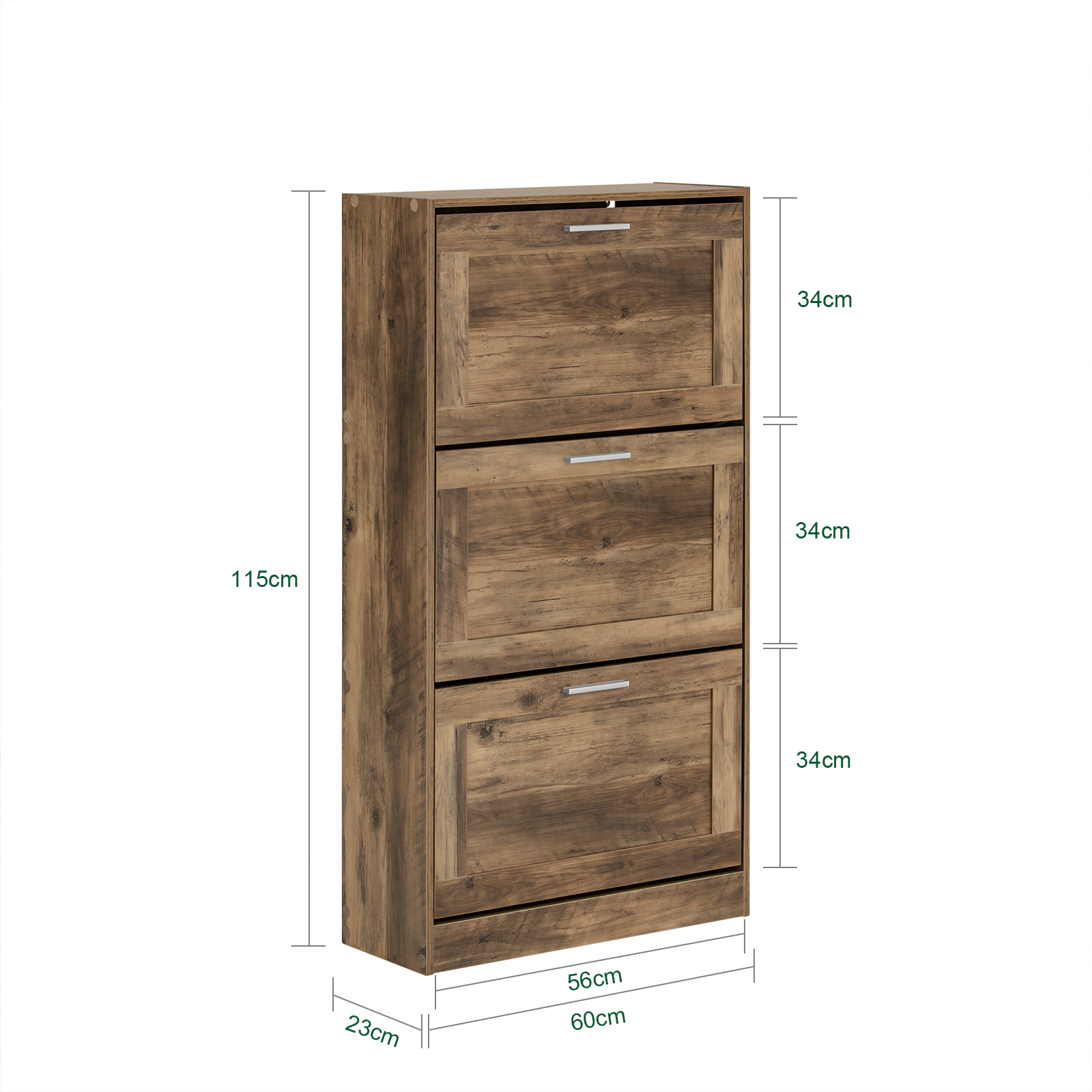 SoBuy FSR137-L-F 3 Drawers Shoe Cabinet Storage Cupboard Organizer Unit