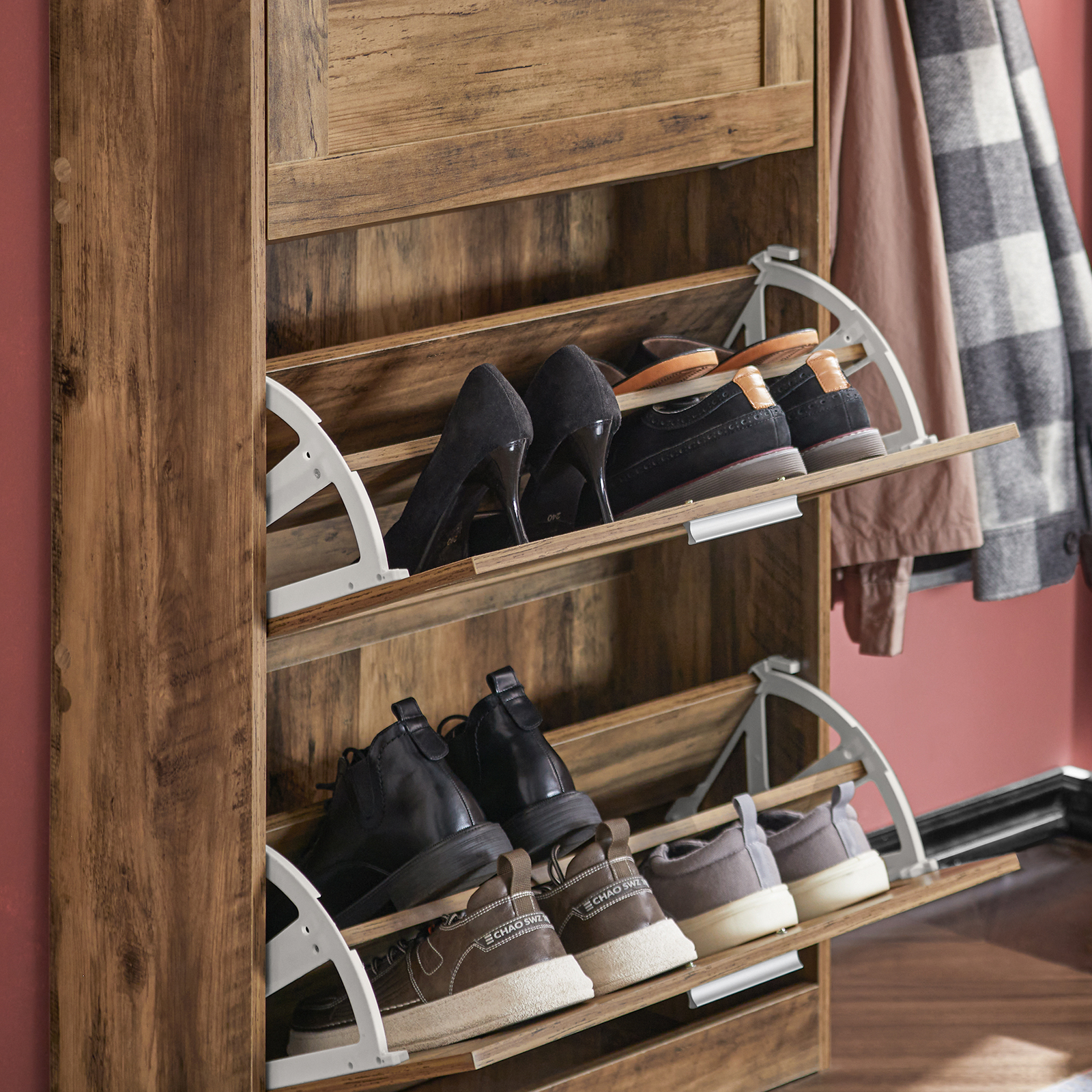 SoBuy FSR137-L-F 3 Drawers Shoe Cabinet Storage Cupboard Organizer Unit