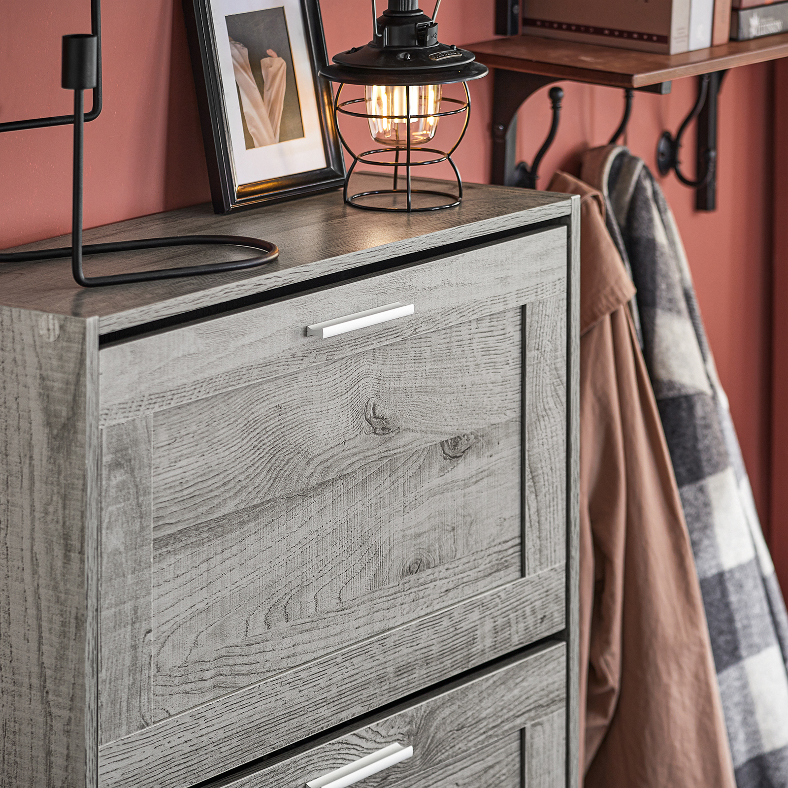SoBuy FSR137-L-HG 3 Drawers Shoe Cabinet Storage Cupboard Organizer Unit