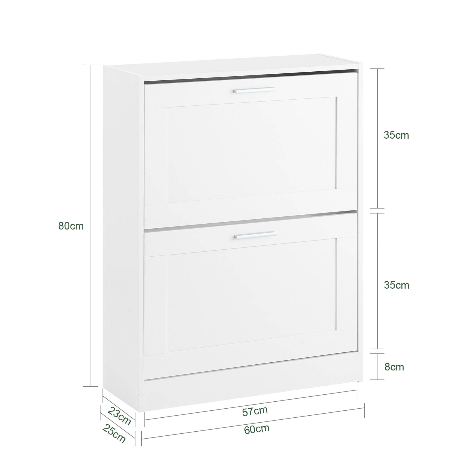SoBuy Narrow Shoe Cabinet with 2 Flip Drawers,Shoe Rack for Entryway,White Storage Organizer,FSR137-W