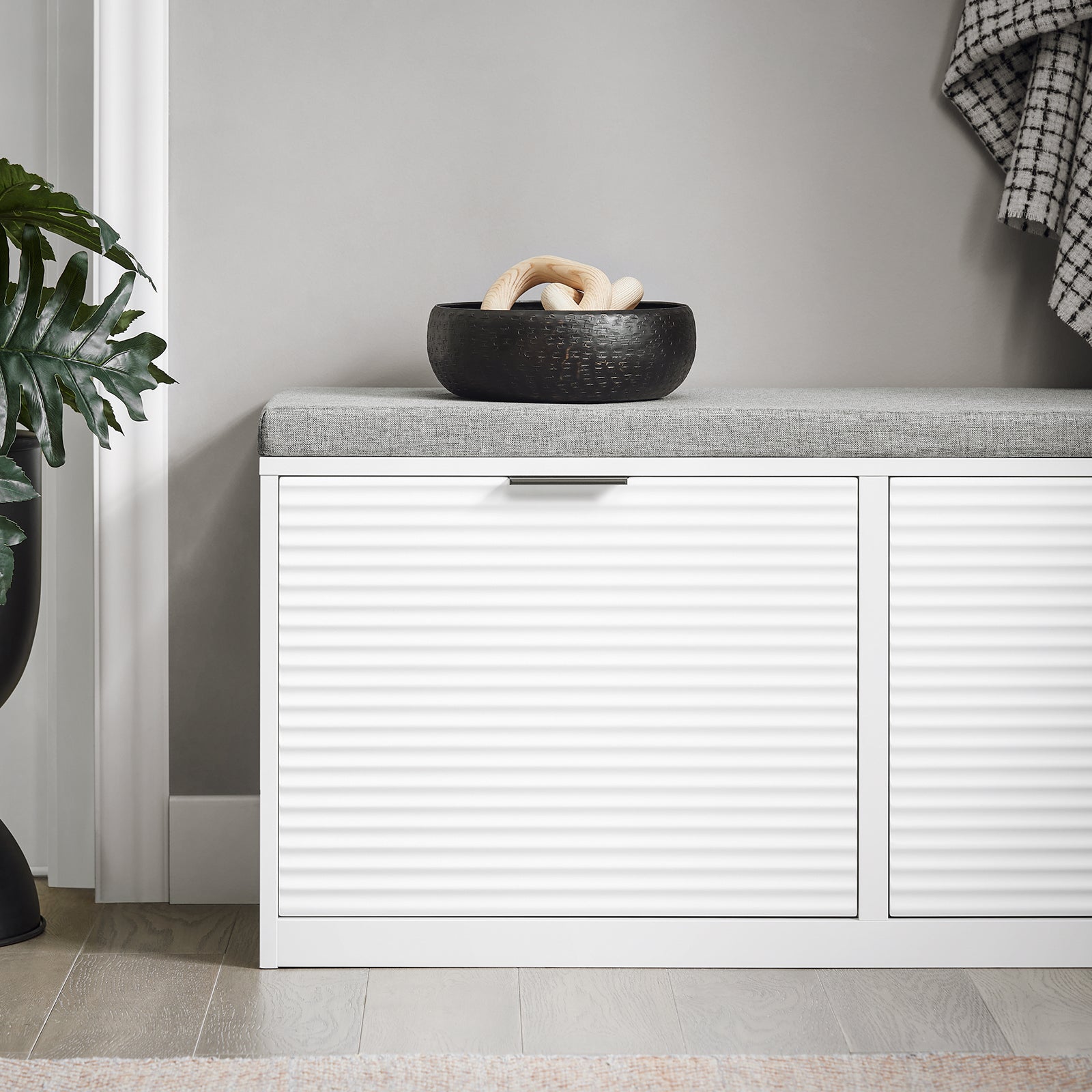 SoBuy FSR147-W Shoe Bench Shoe Cabinet with Flip-Drawer