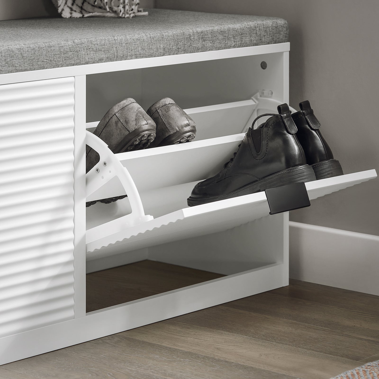 SoBuy FSR147-W Shoe Bench Shoe Cabinet with Flip-Drawer
