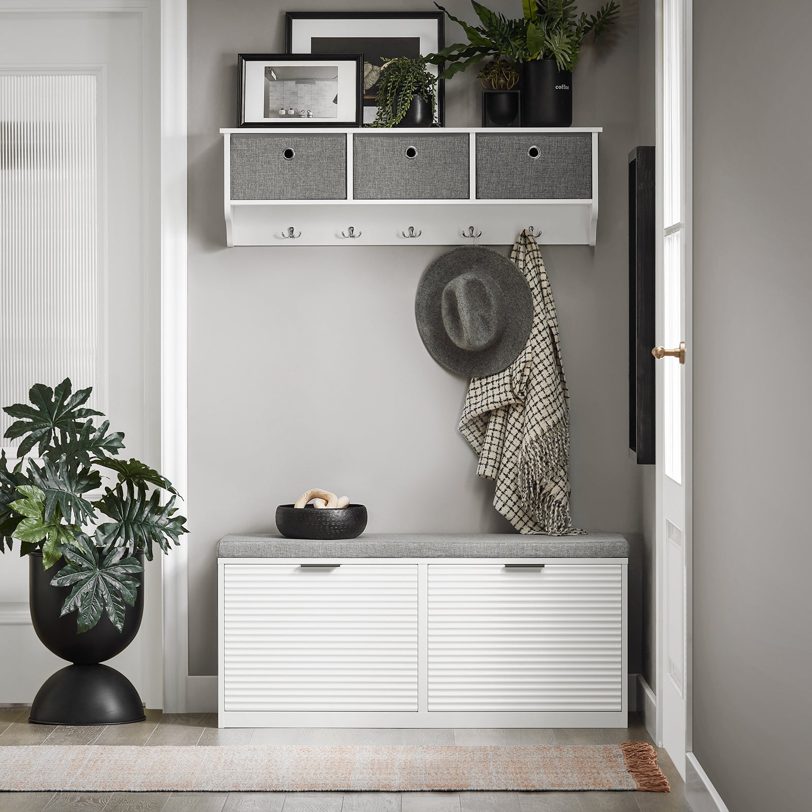 SoBuy FSR147-W Shoe Bench Shoe Cabinet with Flip-Drawer