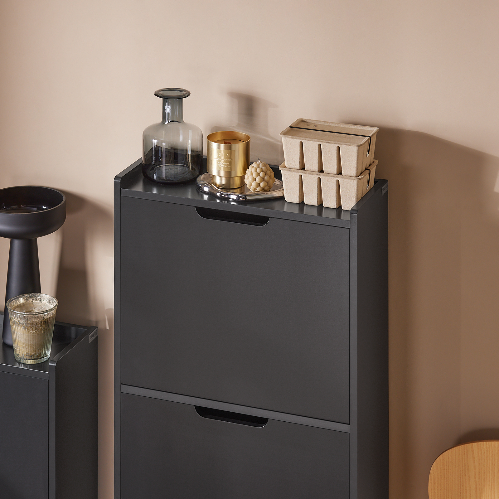 SoBuy FSR151-H-SCH 3 Flip-Drawers Shoe Cabinet Shoe Rack Shoe Storage Cupboard Organizer Unit