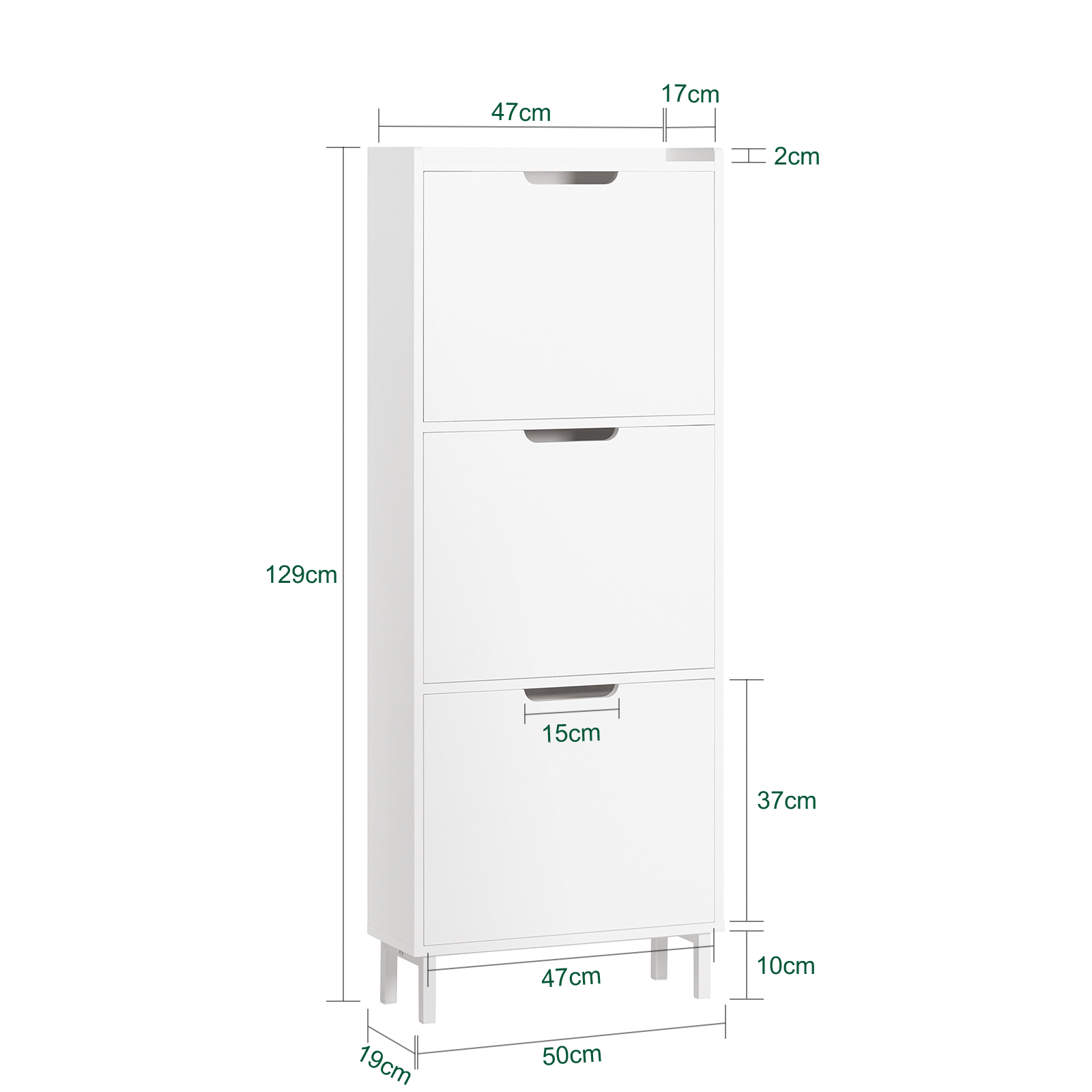 SoBuy FSR151-H-W 3 Flip-Drawers Shoe Cabinet Shoe Rack Shoe Storage Cupboard Organizer Unit