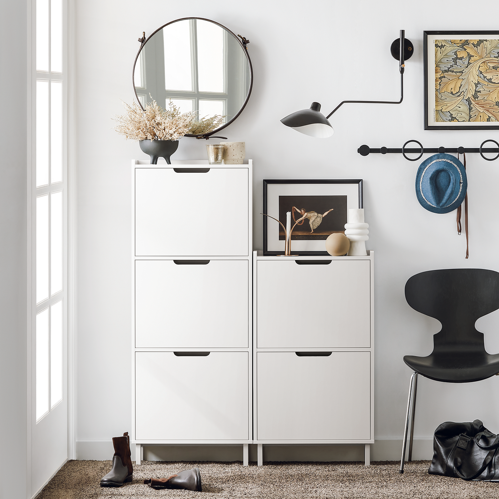 SoBuy FSR151-H-W 3 Flip-Drawers Shoe Cabinet Shoe Rack Shoe Storage Cupboard Organizer Unit