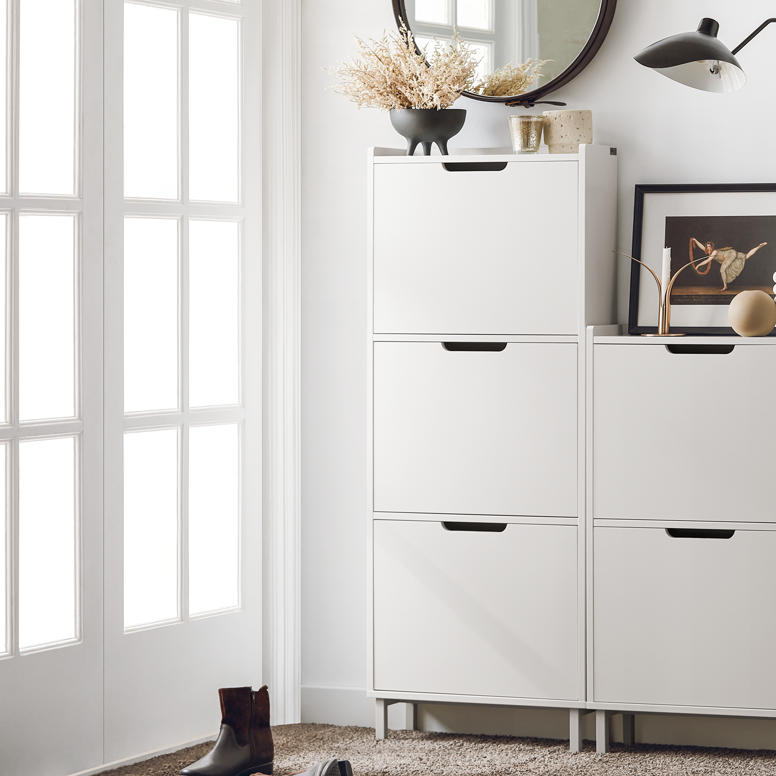SoBuy FSR151-H-W 3 Flip-Drawers Shoe Cabinet Shoe Rack Shoe Storage Cupboard Organizer Unit