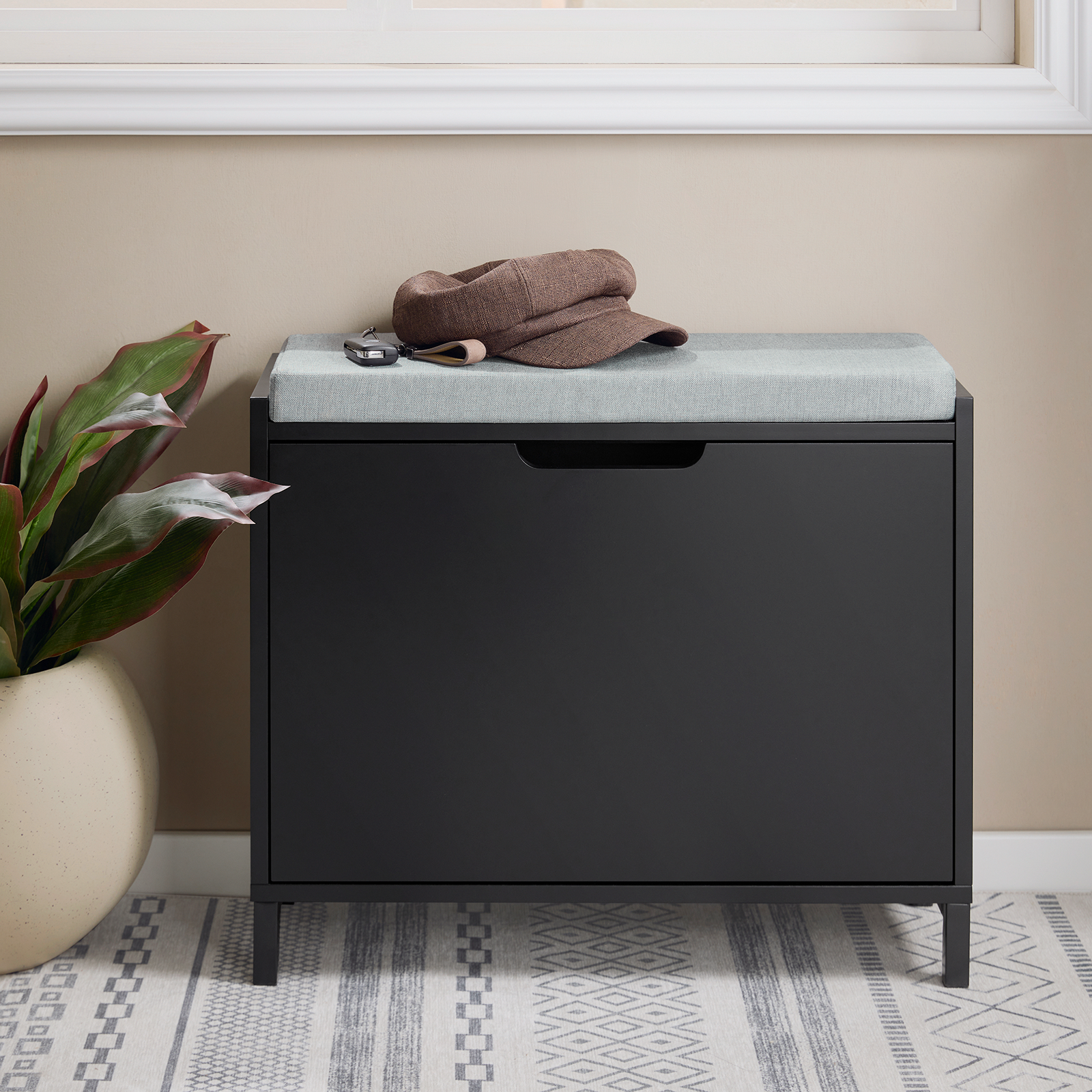 SoBuy Hallway Shoe Bench Shoe Rack Shoe Cabinet with Seat Cushion FSR151-K-SCH