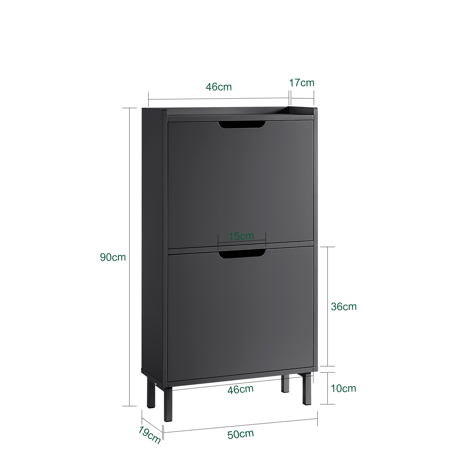 SoBuy FSR151-SCH 2 Flip-Drawers Shoe Cabinet Shoe Rack Shoe Storage Cupboard Organizer Unit