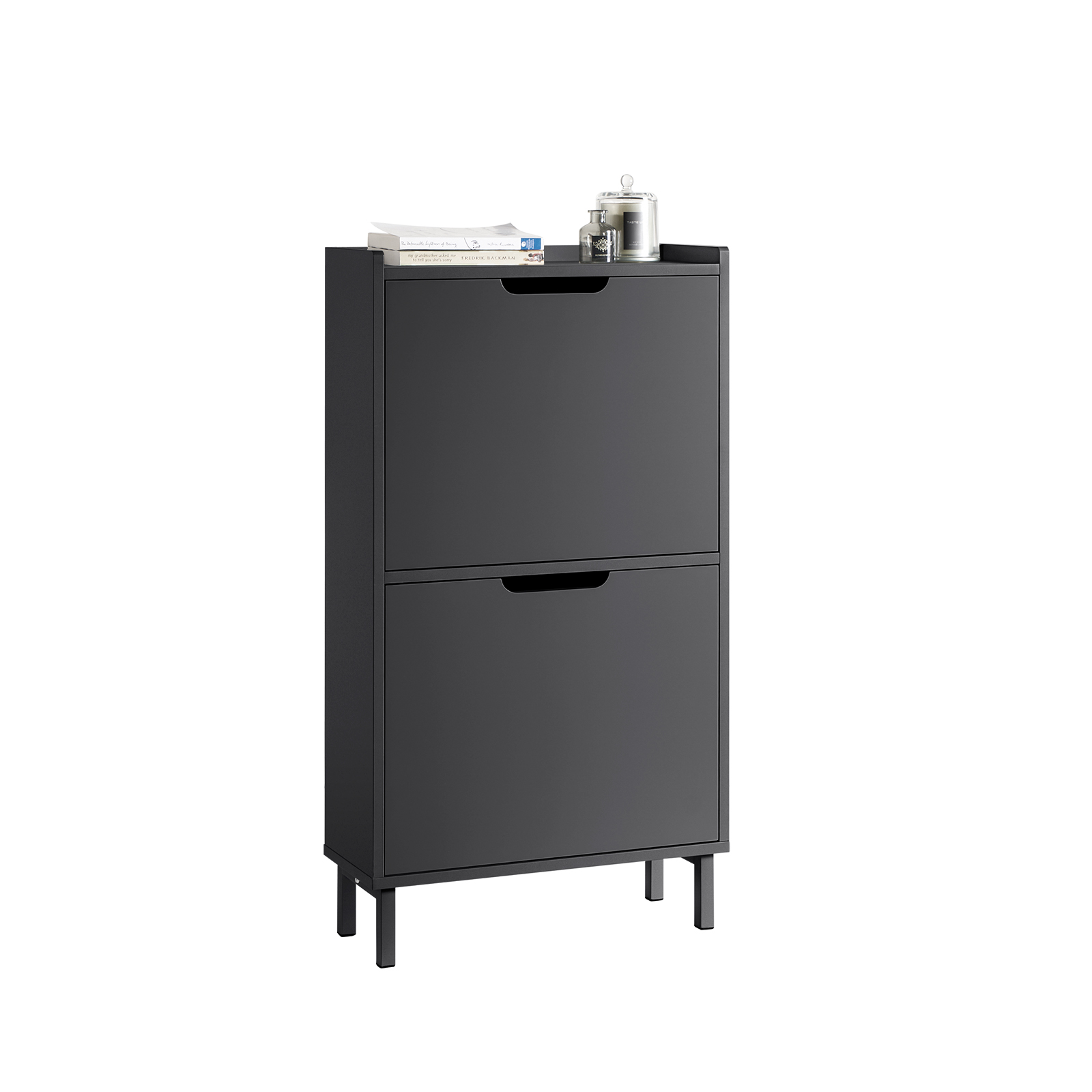 SoBuy FSR151-SCH 2 Flip-Drawers Shoe Cabinet Shoe Rack Shoe Storage Cupboard Organizer Unit
