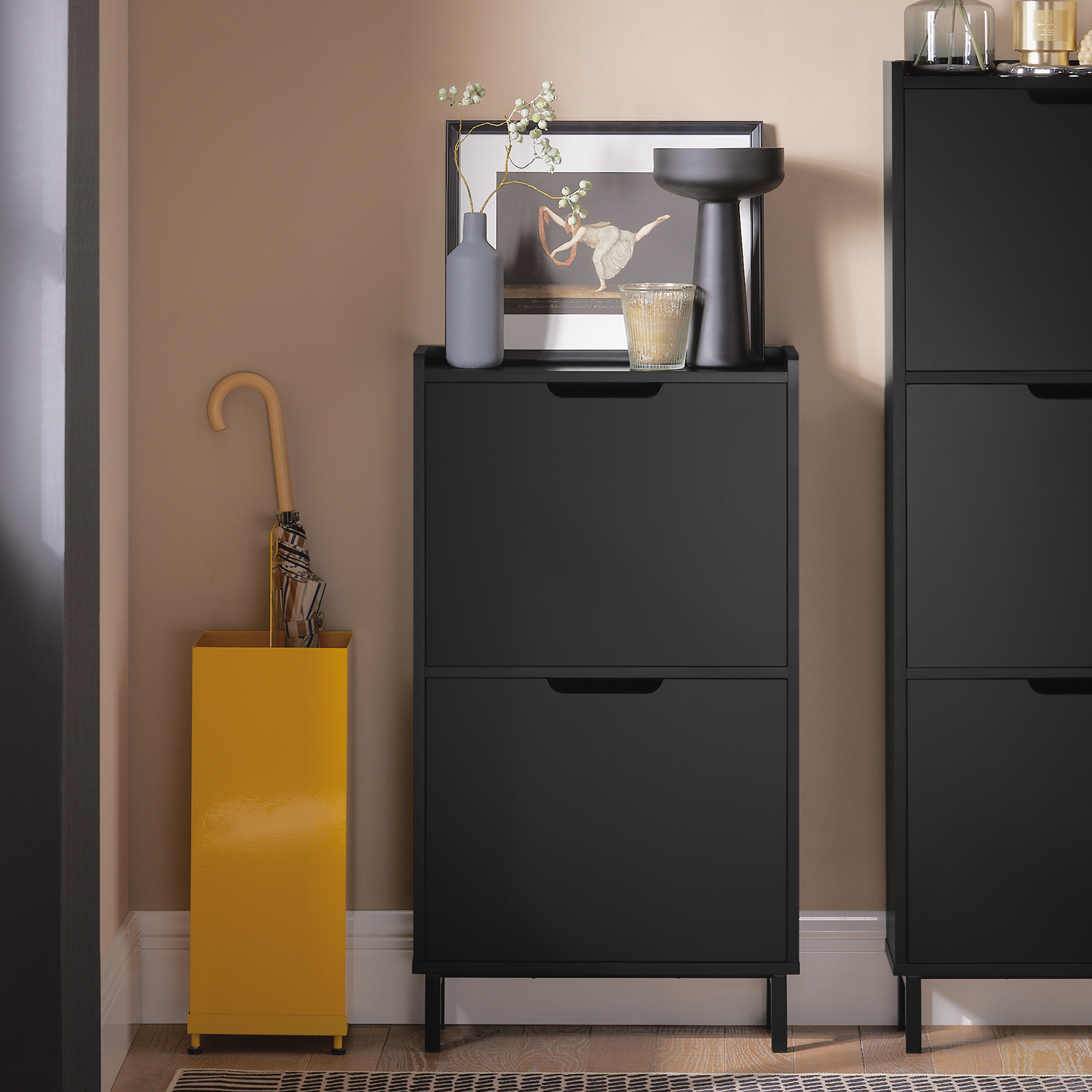 SoBuy FSR151-SCH 2 Flip-Drawers Shoe Cabinet Shoe Rack Shoe Storage Cupboard Organizer Unit