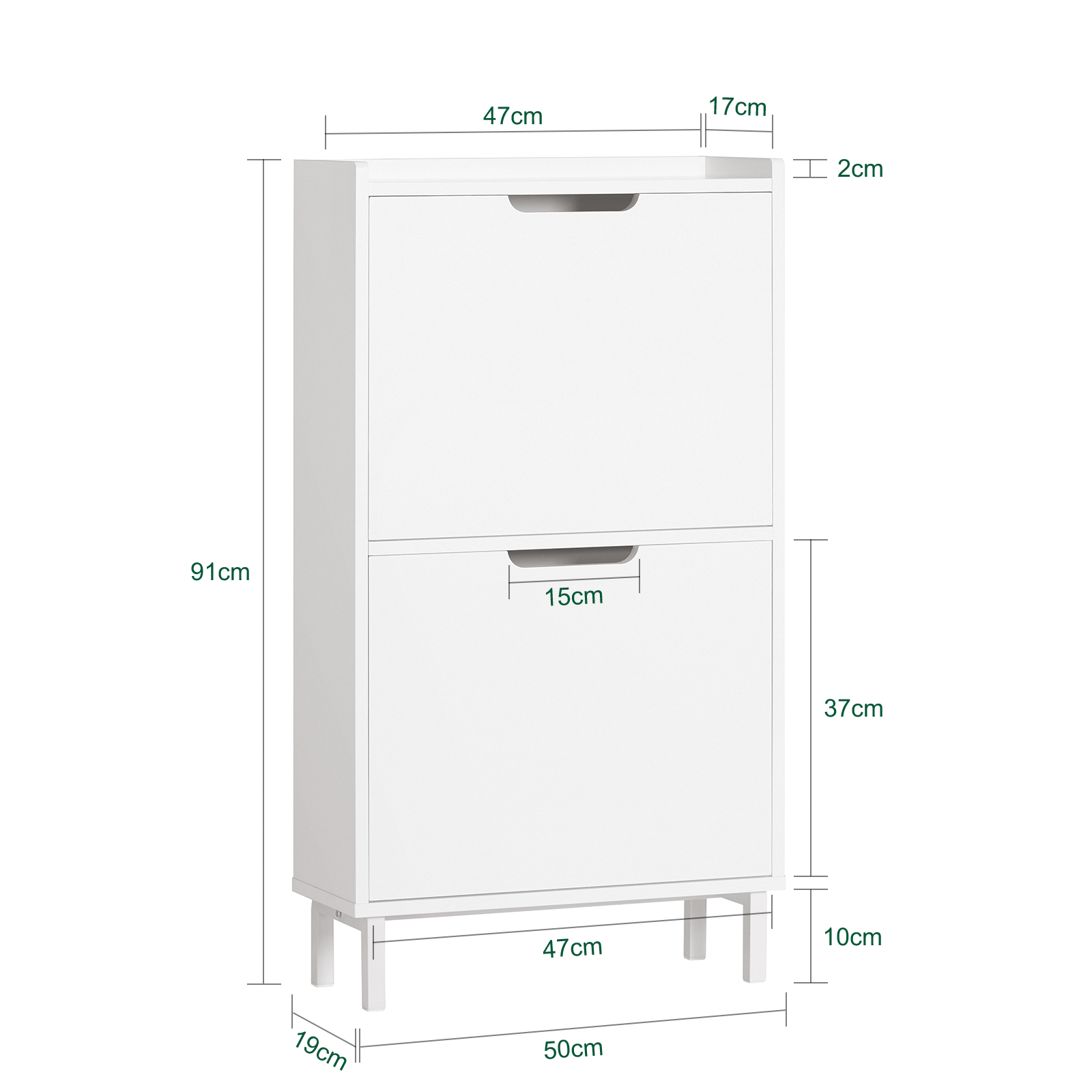 SoBuy FSR151-W 2 Flip-Drawers Shoe Cabinet Shoe Rack Shoe Storage Cupboard Organizer Unit