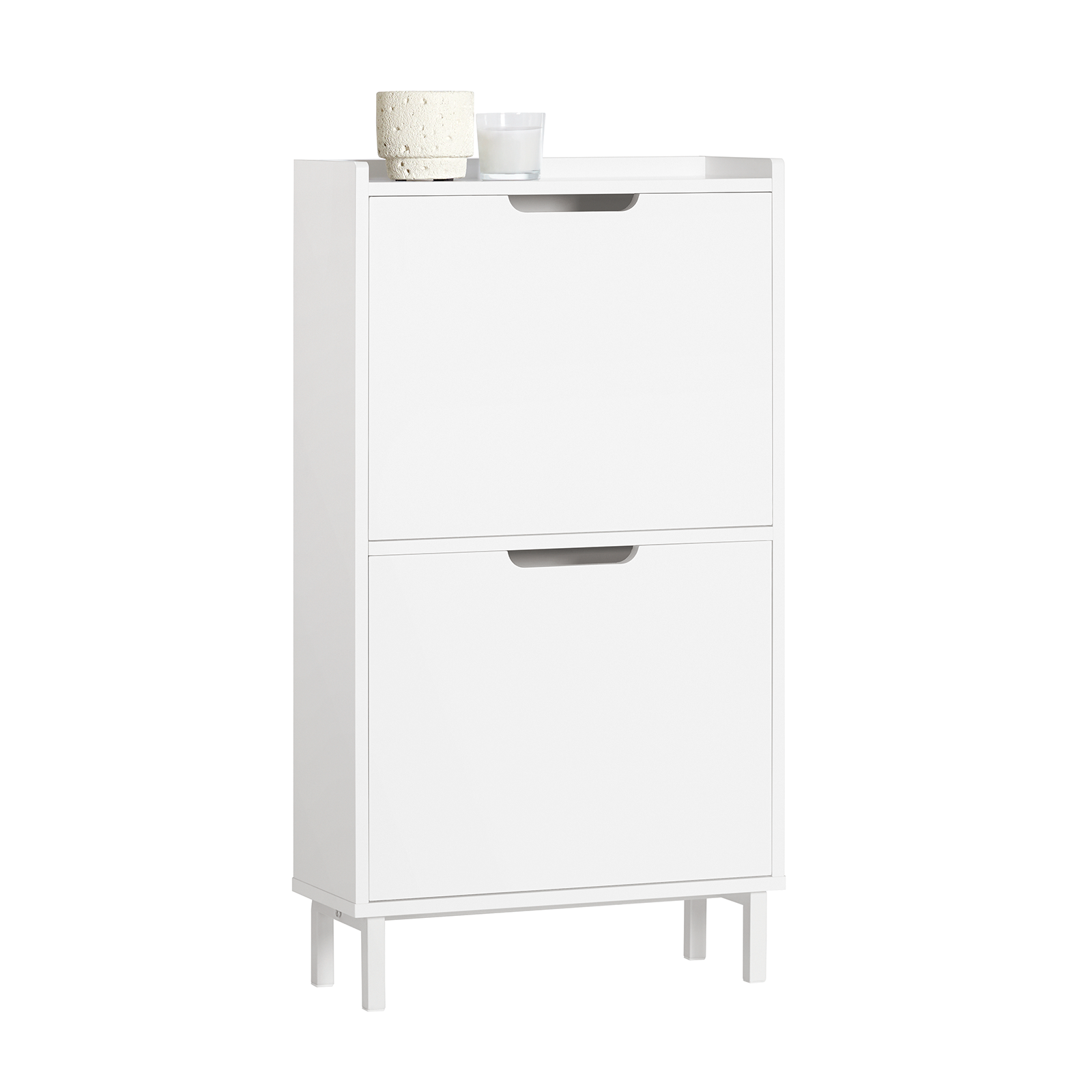 SoBuy FSR151-W 2 Flip-Drawers Shoe Cabinet Shoe Rack Shoe Storage Cupboard Organizer Unit