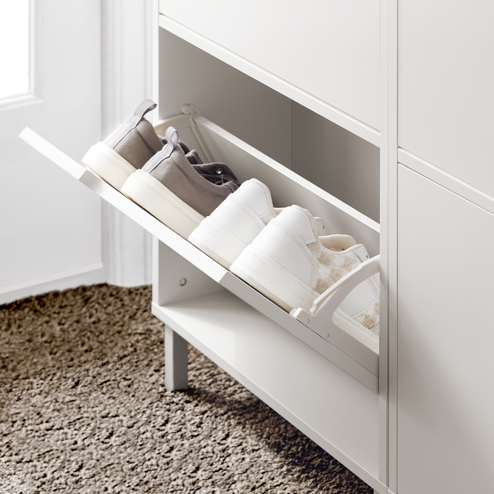 SoBuy FSR151-W 2 Flip-Drawers Shoe Cabinet Shoe Rack Shoe Storage Cupboard Organizer Unit