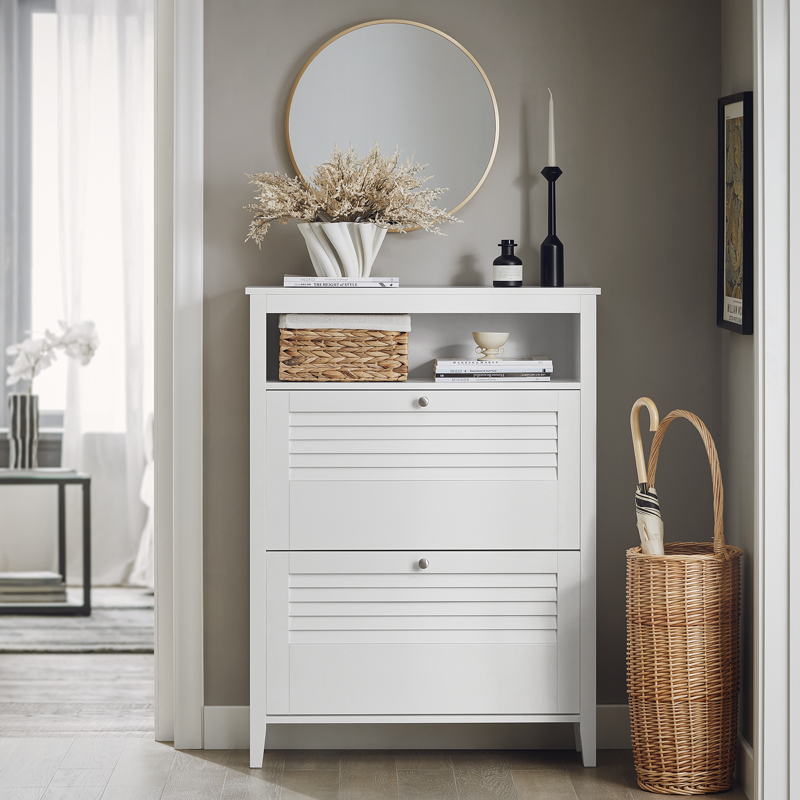 SoBuy FSR152-W, Hallway Shoe Cabinet Shoe Rack Shoe Storage Cupboard Organizer