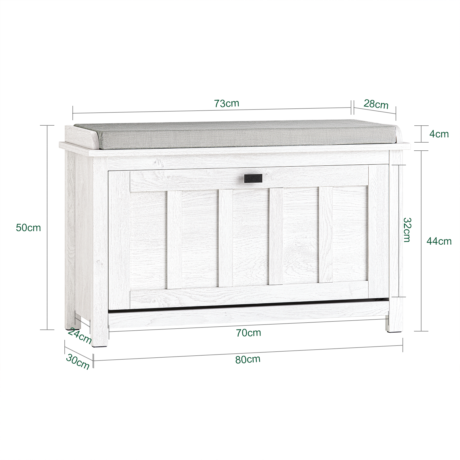 SoBuy Hallway Shoe Bench Shoe Rack Shoe Cabinet With Flip-Drawer And Seat Cushion FSR161-W