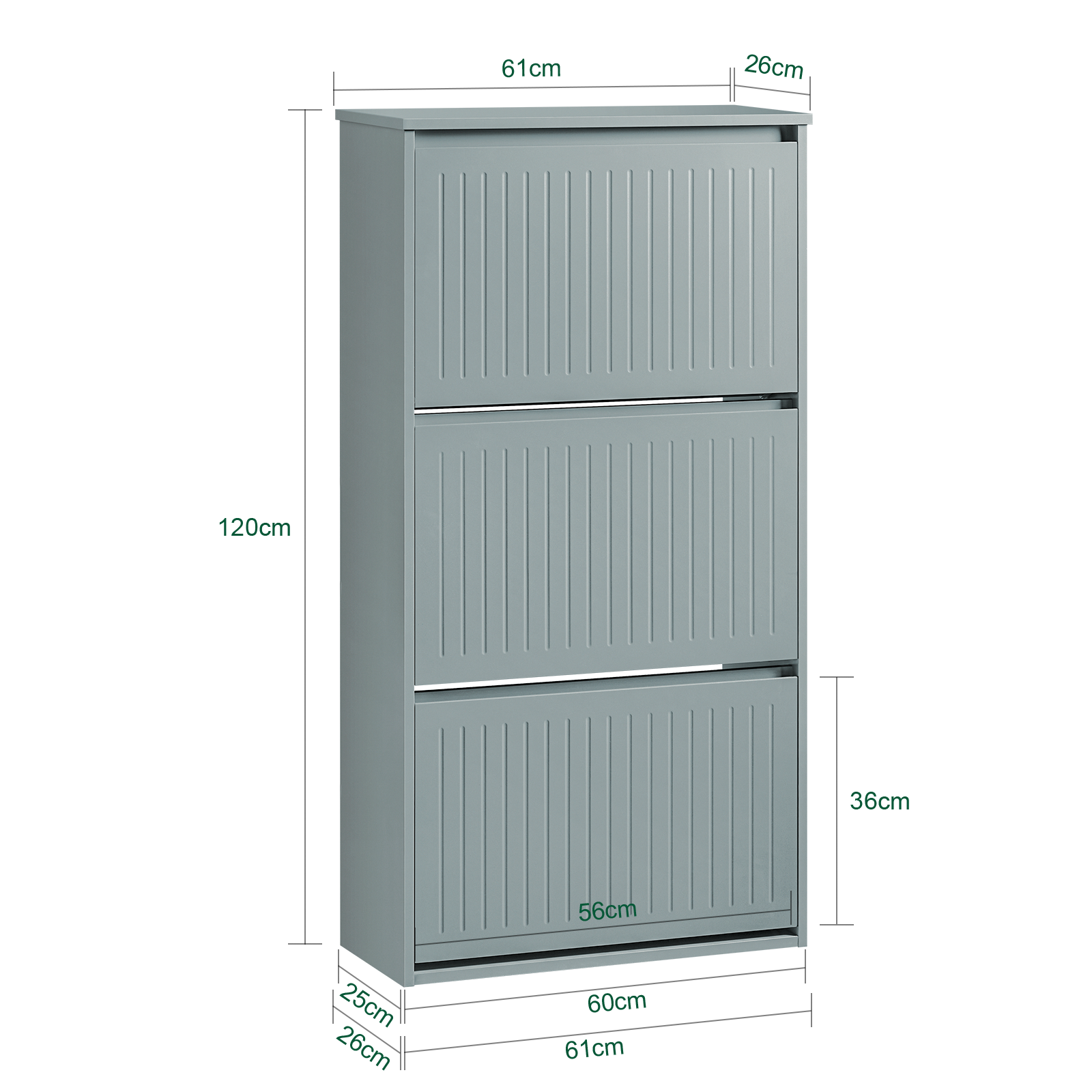 SoBuy 3 Flip-Drawers Shoe Cabinet Shoe Rack Shoe Storage Cupboard Organizer Unit FSR165-H-HG