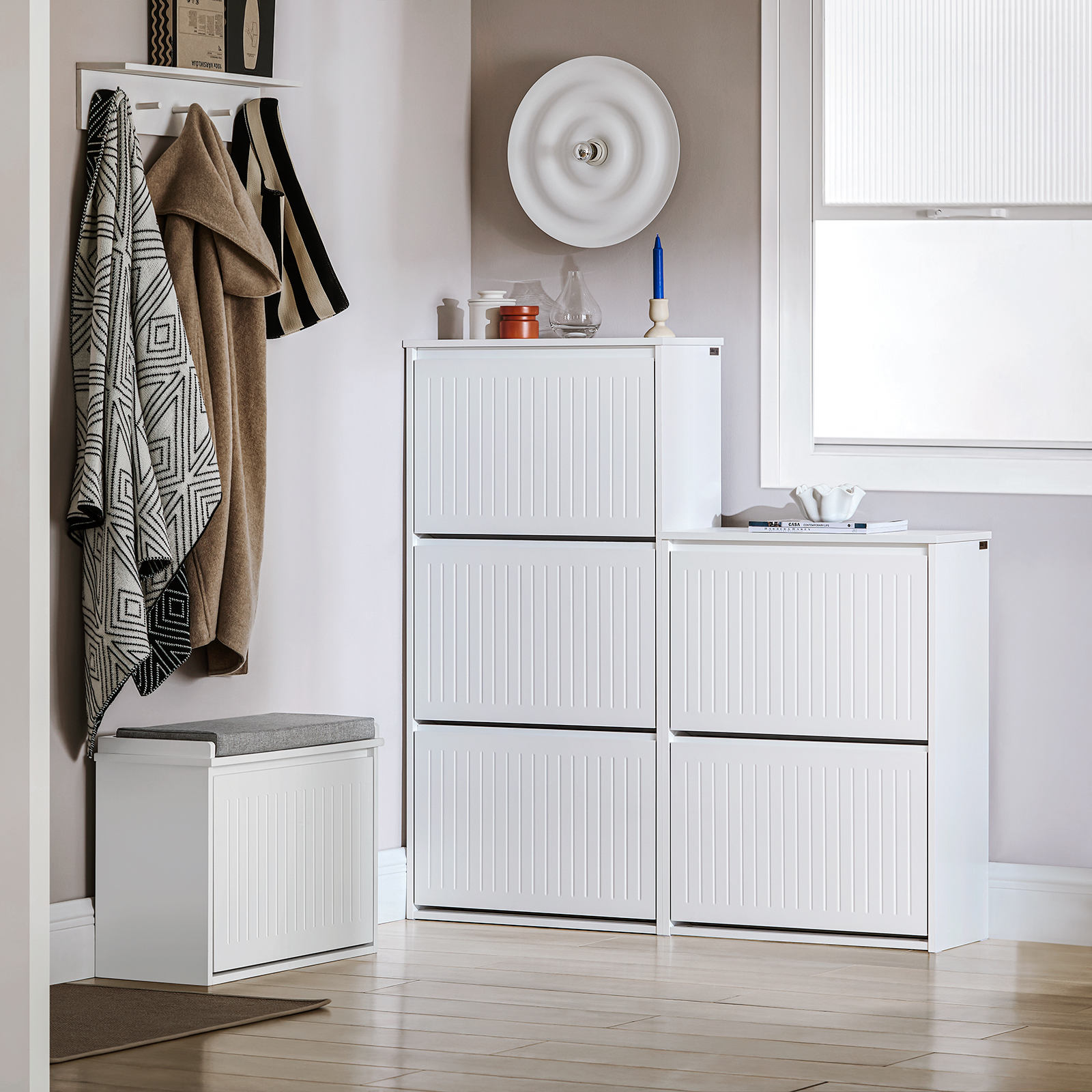 SoBuy 3 Flip-Drawers Shoe Cabinet Shoe Rack Shoe Storage Cupboard Organizer Unit FSR165-H-W