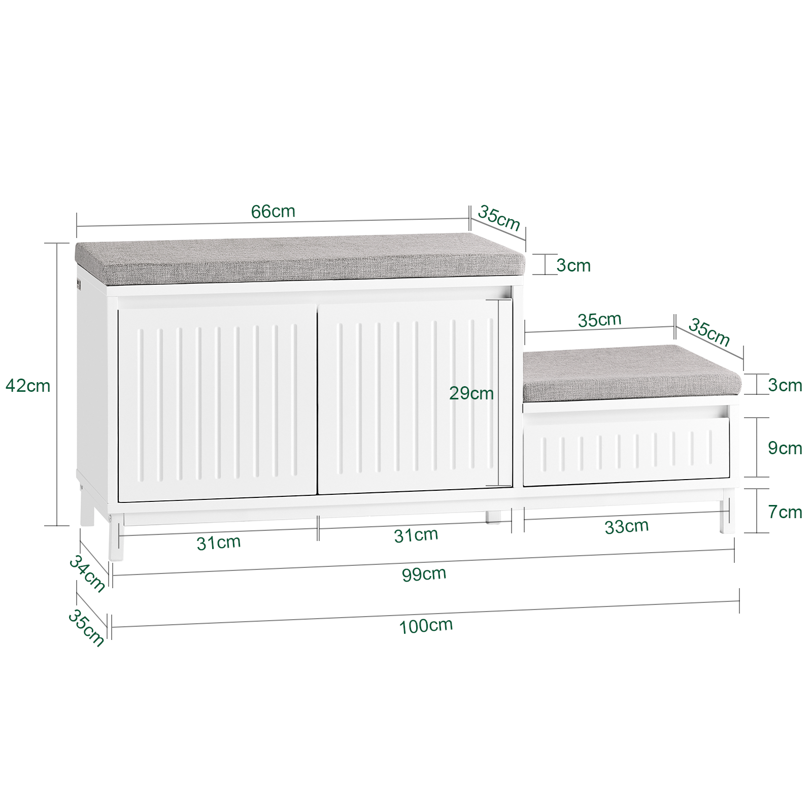 SoBuy Hallway Shoe Bench Shoe Cabinet Shoe Rack Shoe Storage Organizer FSR172-W