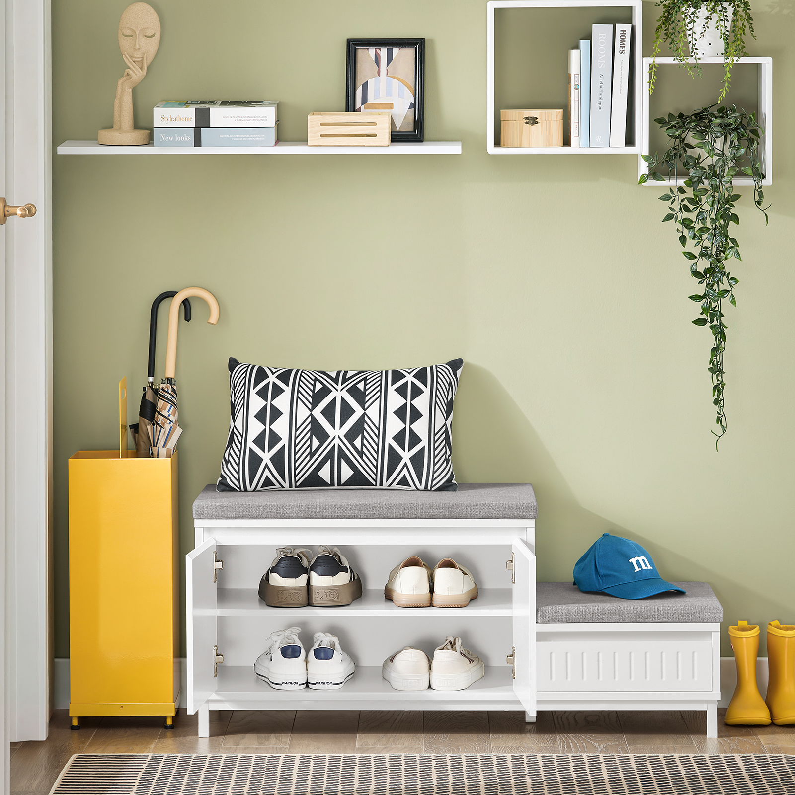 SoBuy Hallway Shoe Bench Shoe Cabinet Shoe Rack Shoe Storage Organizer FSR172-W
